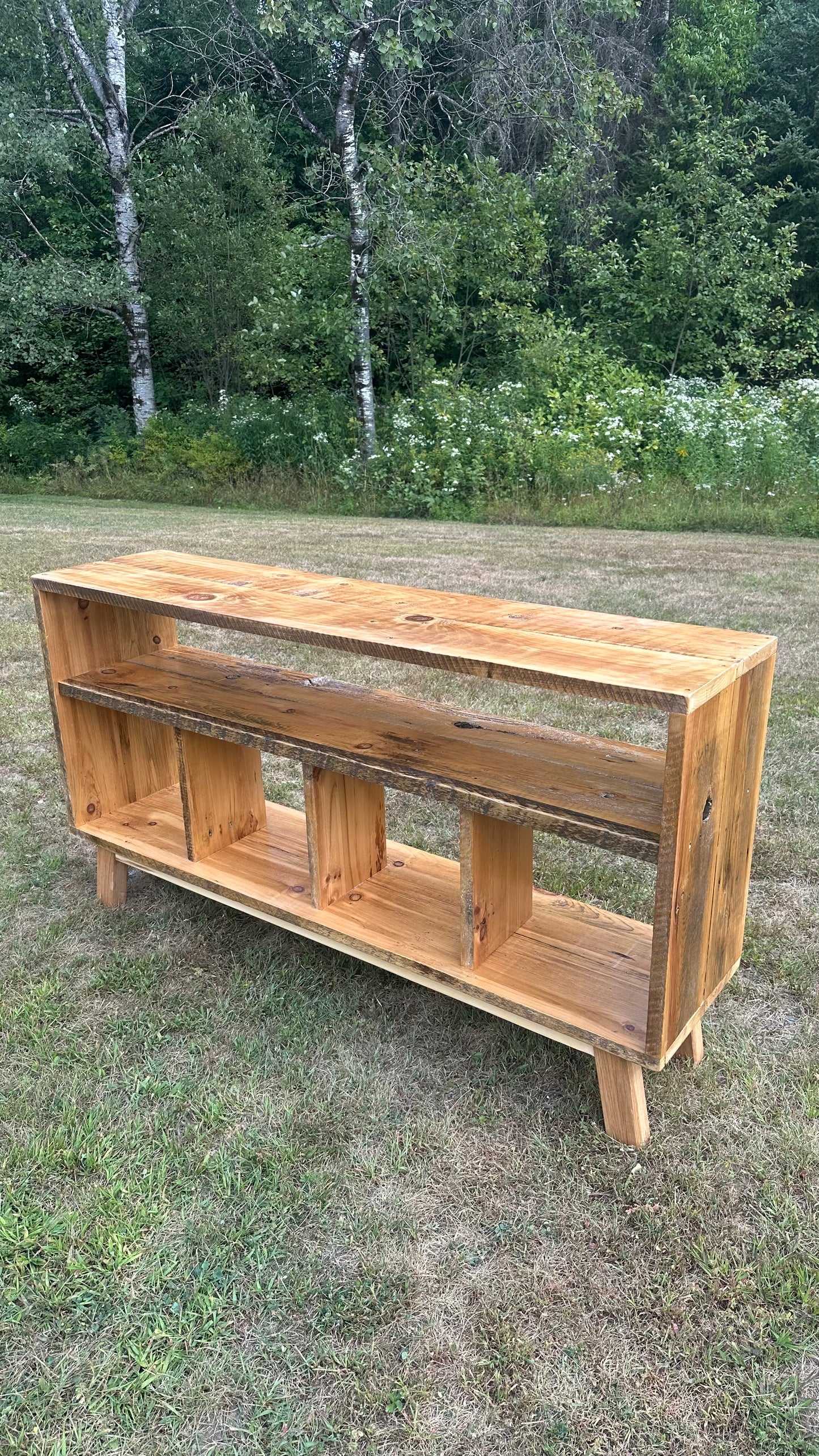 5’ L Rustic Reclaimed Wood Media Stand