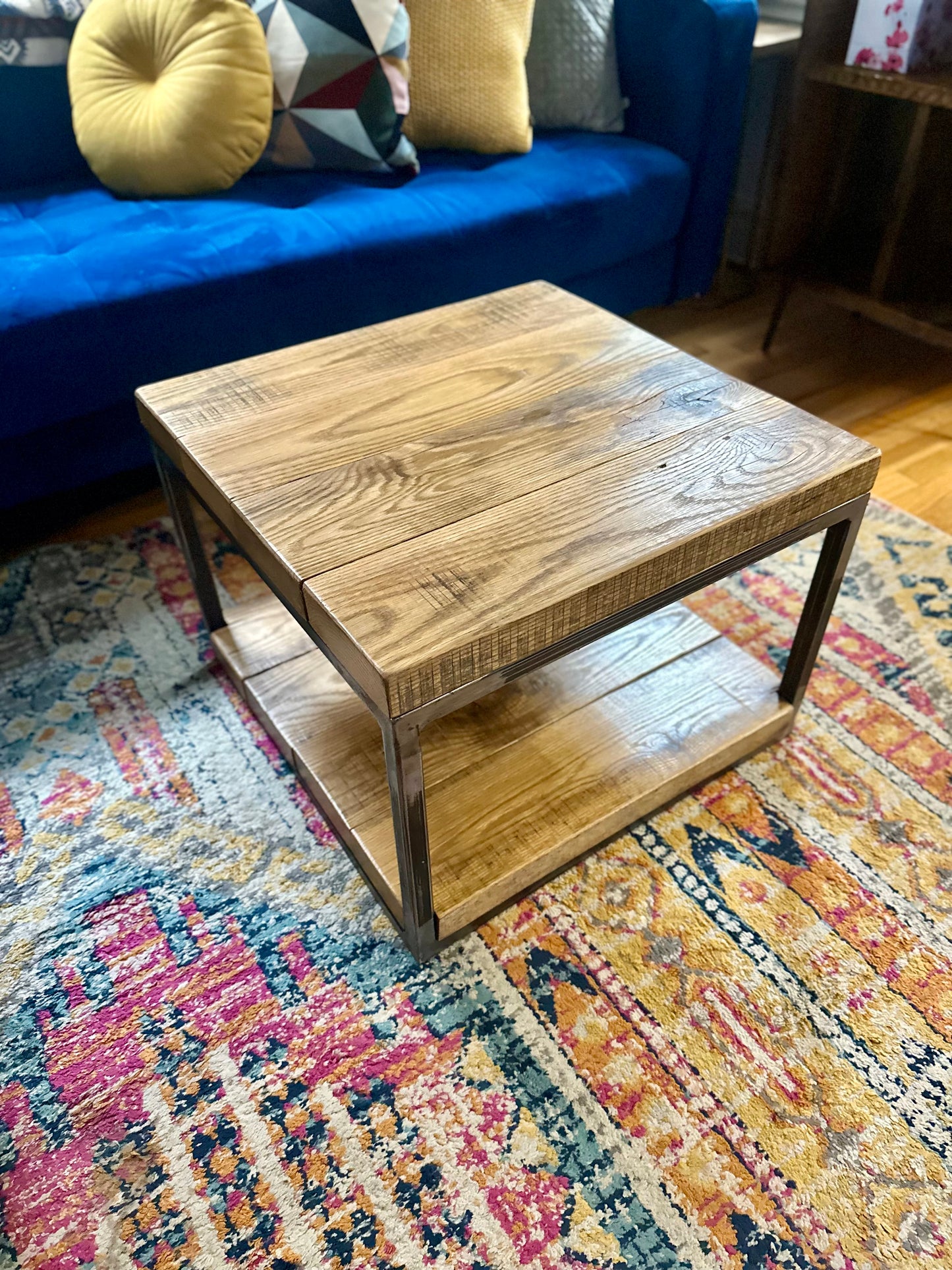 2 x 2’ Rustic Oak + Steel Coffee Table