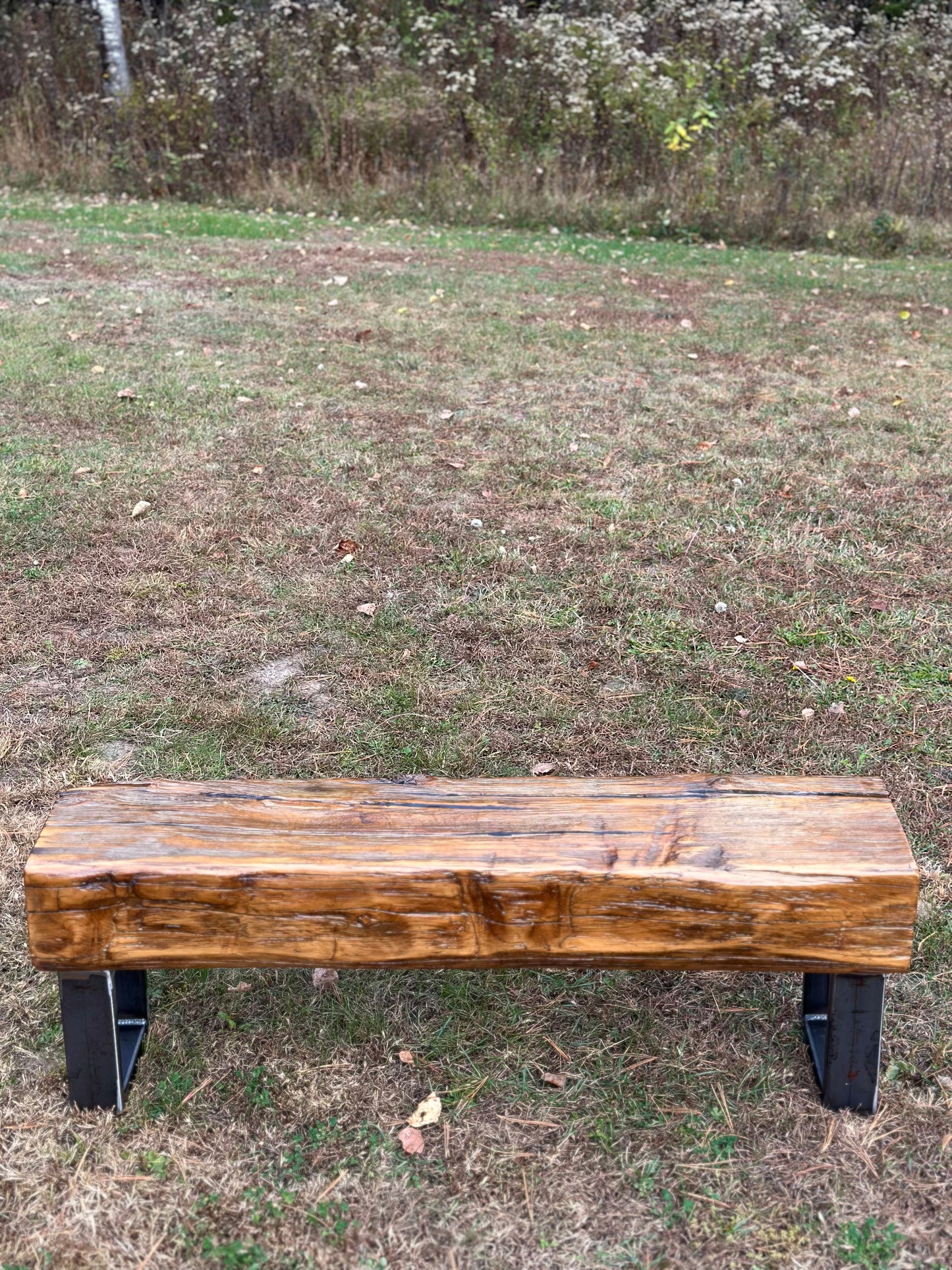 4’ L Rustic Reclaimed Barn Beam Bench