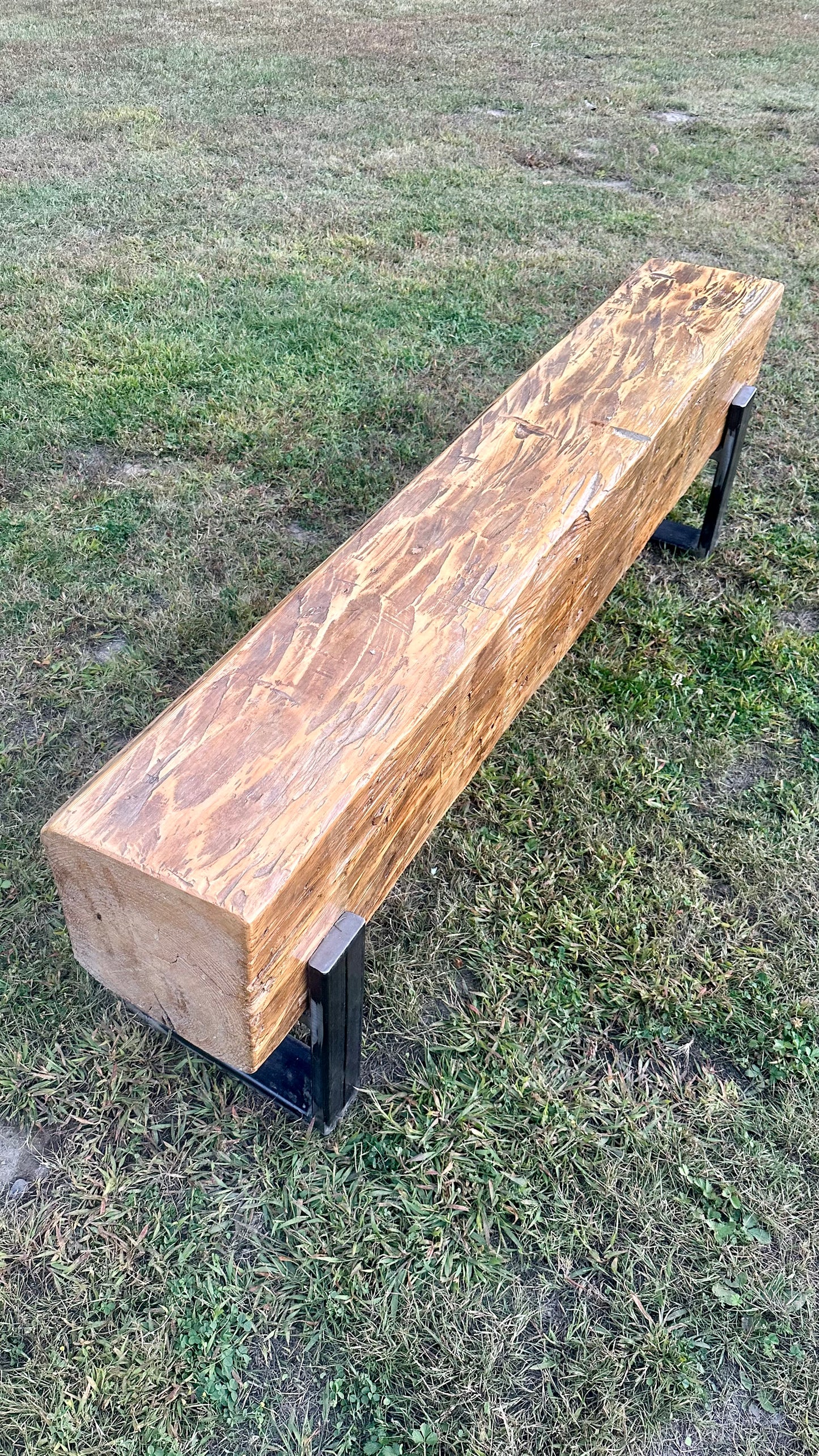 5’ L Rustic Reclaimed Barn Wood Beam Bench / Narrow Table