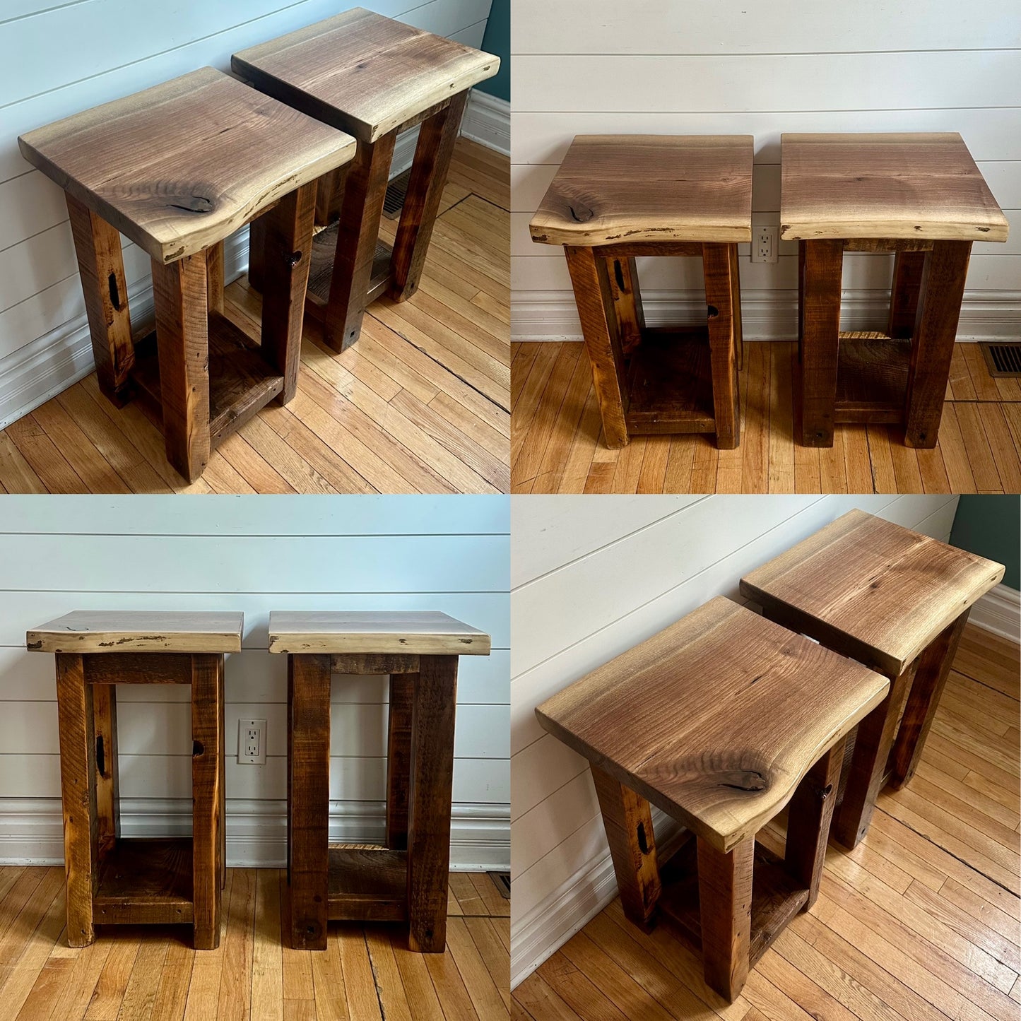 Set of 2 Live Edge Rustic Wood Tables / Night Stands