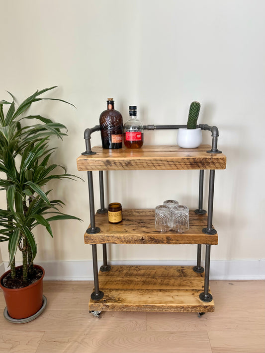 2’ L Rustic Reclaimed Wood Bar / Kitchen Cart