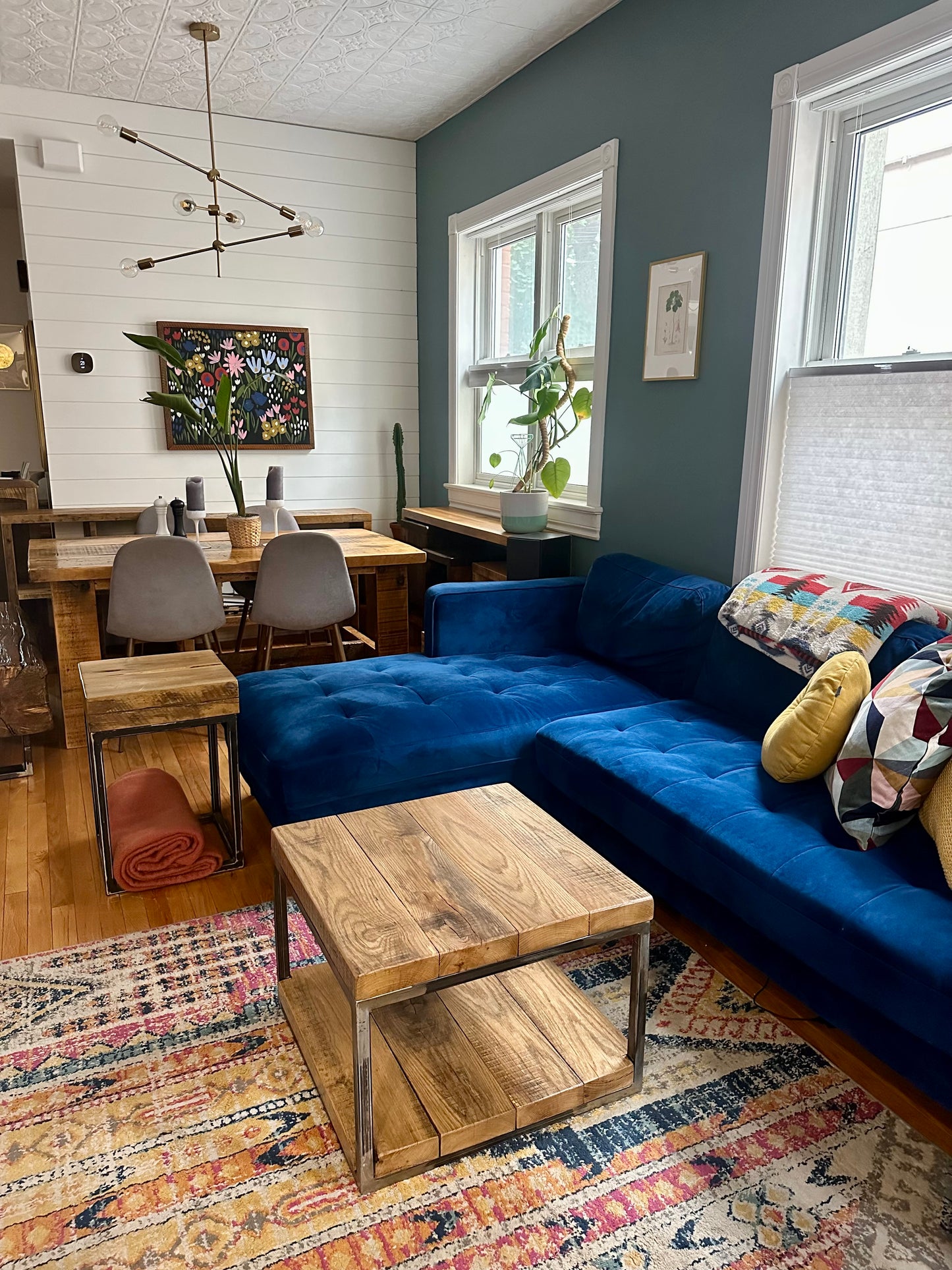 2 x 2’ Rustic Oak + Steel Coffee Table