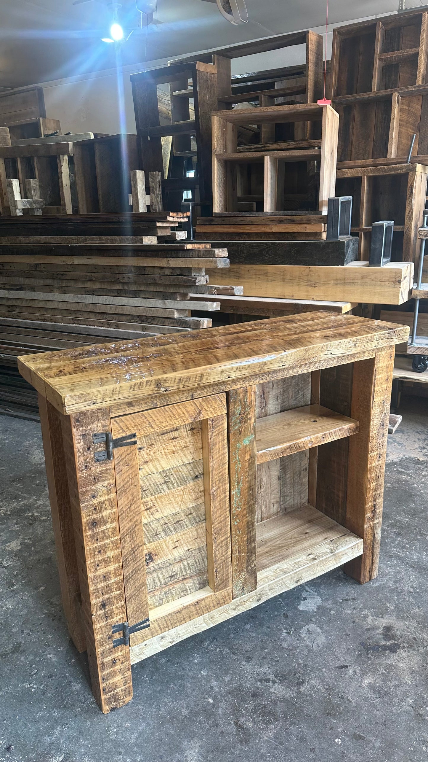 4 1/2’ L Rustic Reclaimed Wood Bar Cabinet