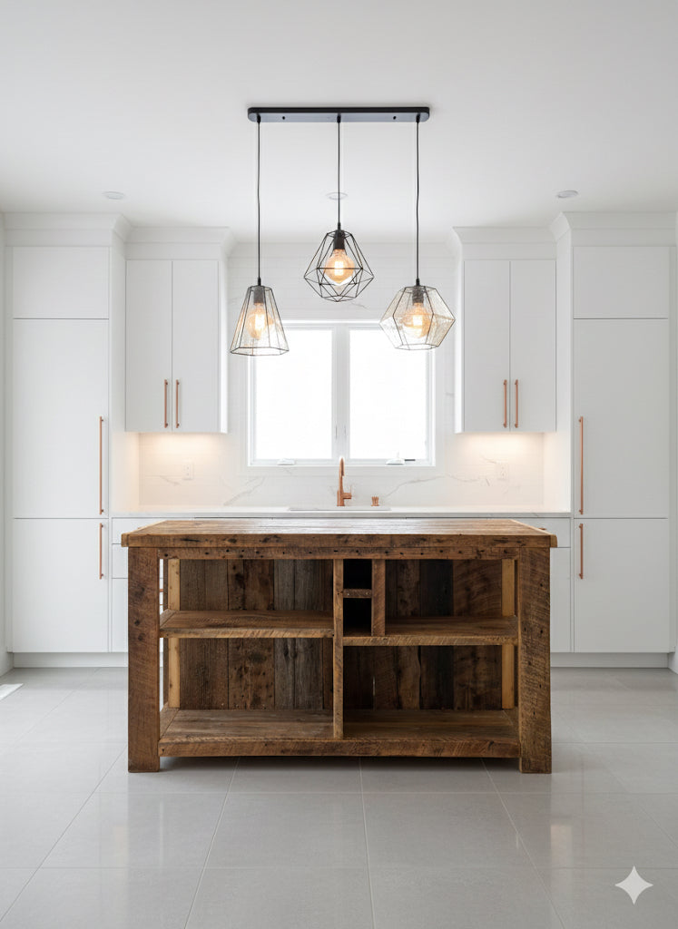 5 1/2’ L Rustic Reclaimed Wood Kitchen Island