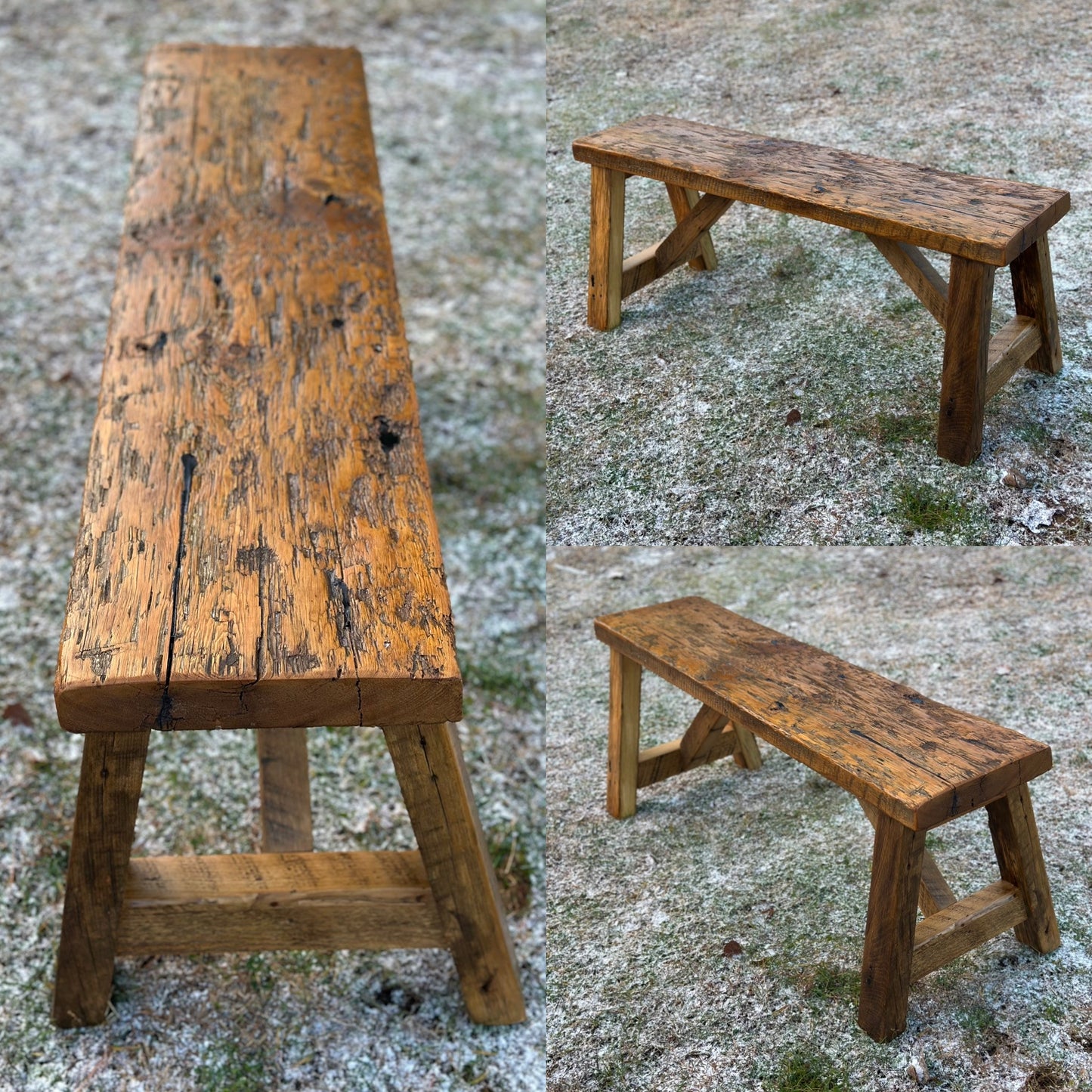 3.5’ Rustic Reclaimed Wood Minimalist Bench