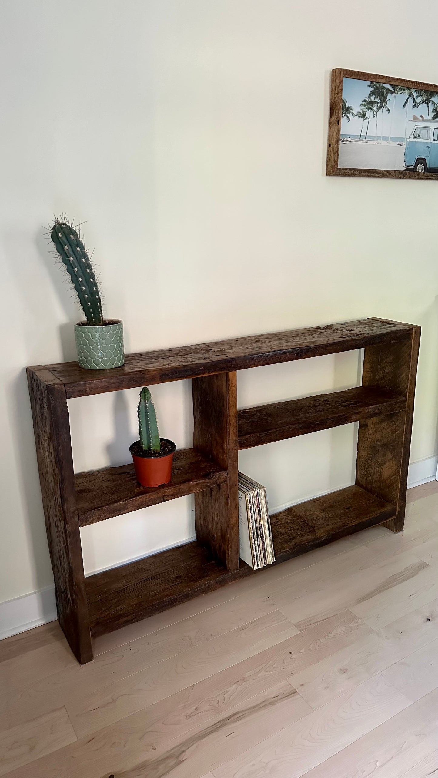 5’ L Rustic Reclaimed Wood Minimalist Shelf / Console Table