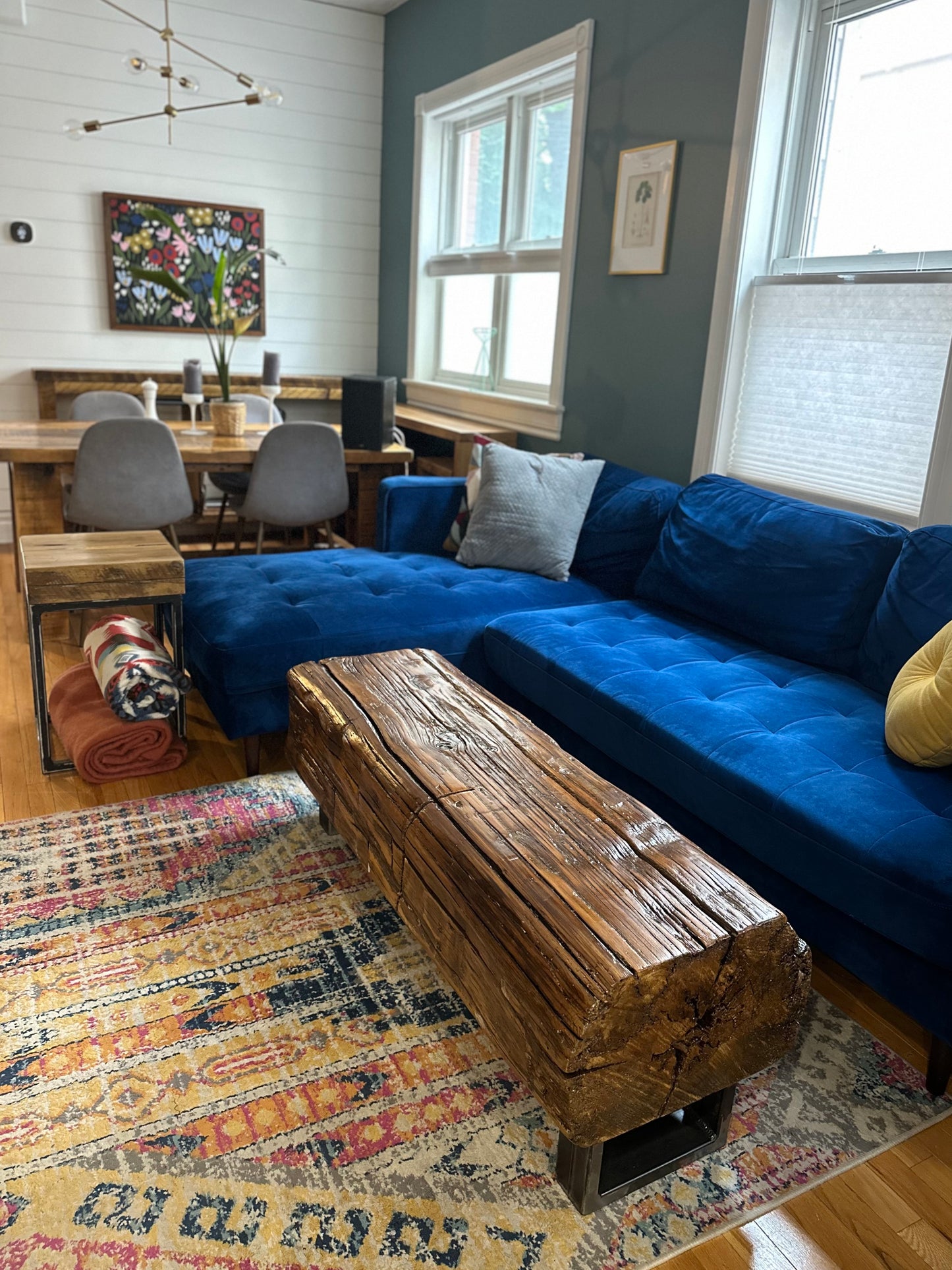 4’ L Rustic Reclaimed Barn Wood Beam Bench / Coffee Table
