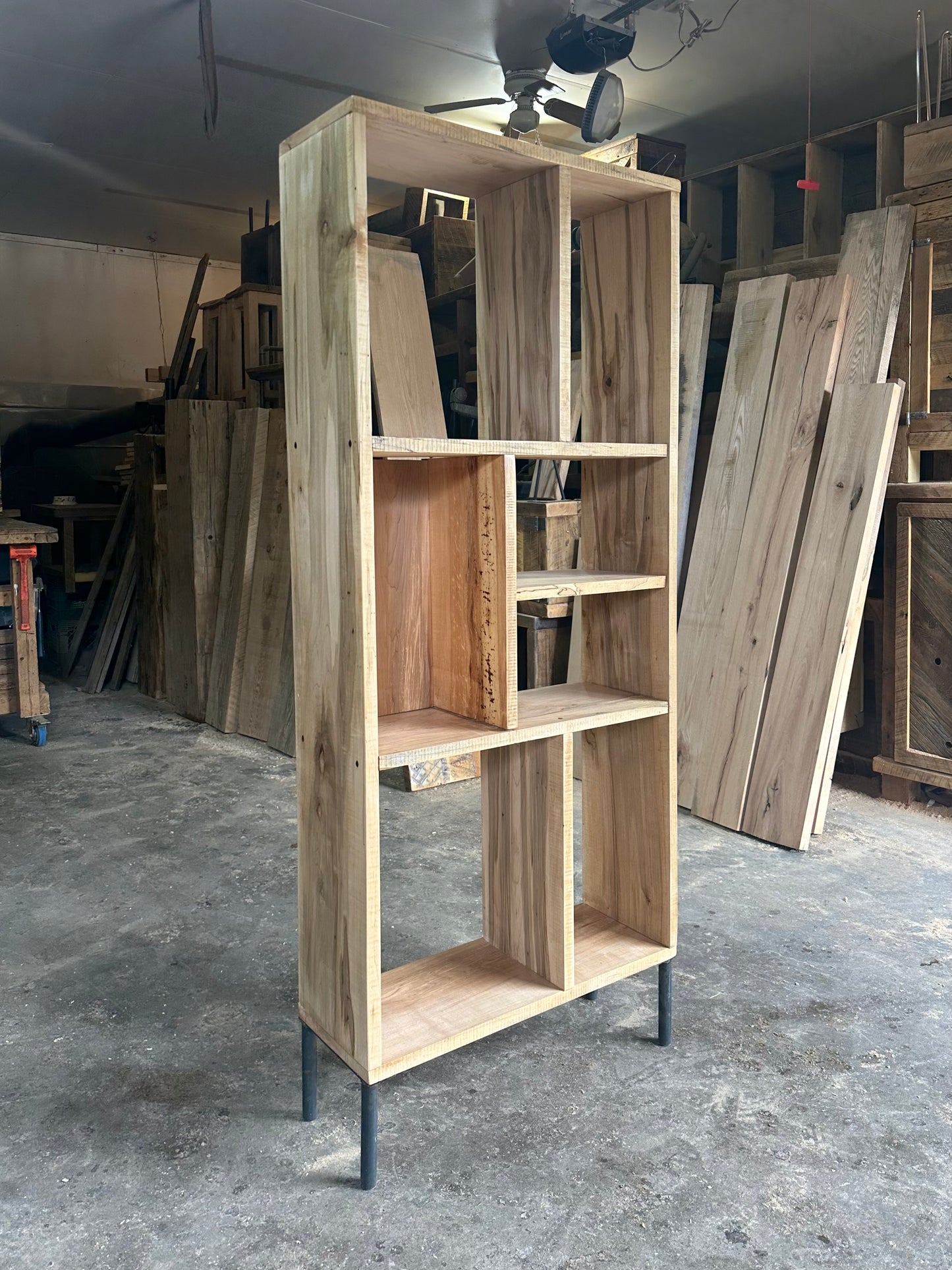5 1/2' Rustic Maple Bookcase on Pin Legs