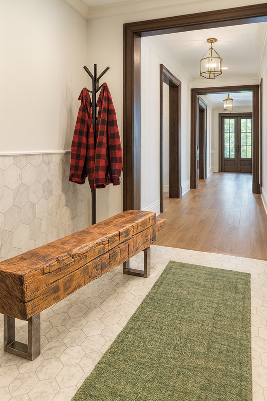 7’ L Rustic Reclaimed Hand Hewn Beam Bench / Low Console