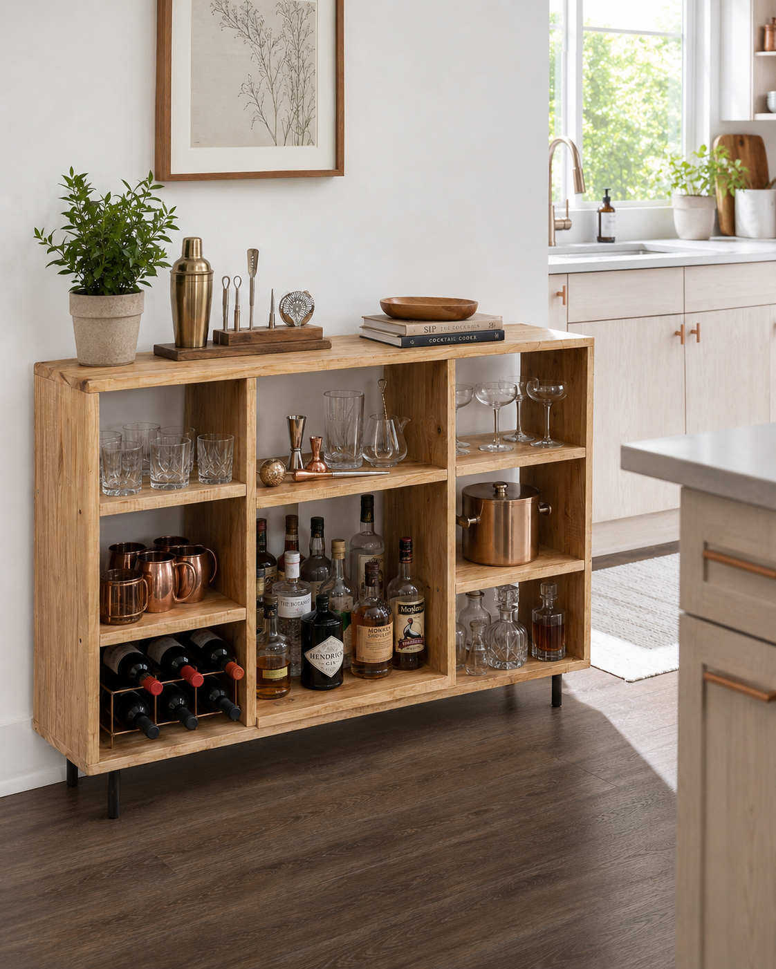 4.5' L Rustic Maple Wood Console Table