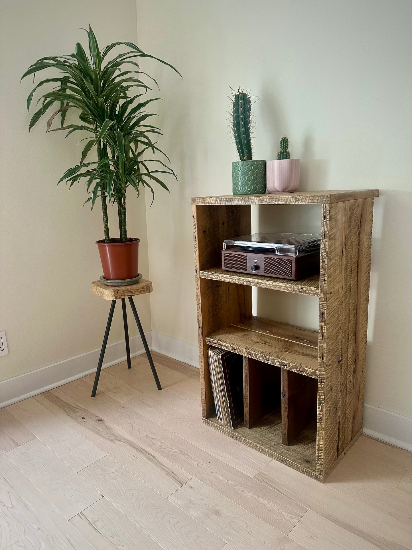 Rustic Reclaimed Wood Media Tower / Shelf