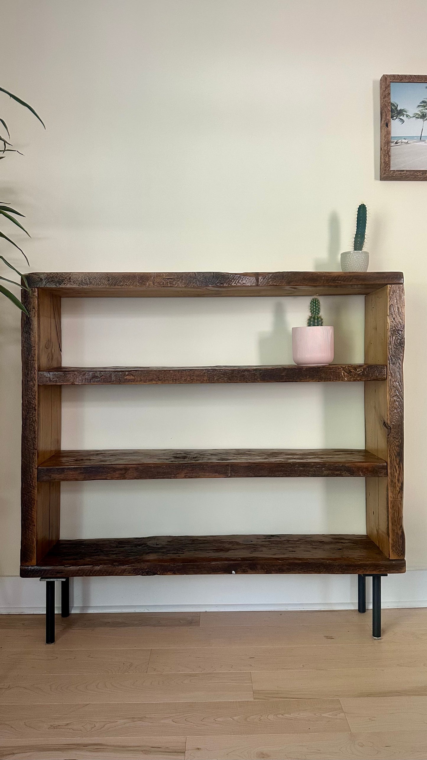 4’ L Rustic Reclaimed Wood Bookcase / Shelf