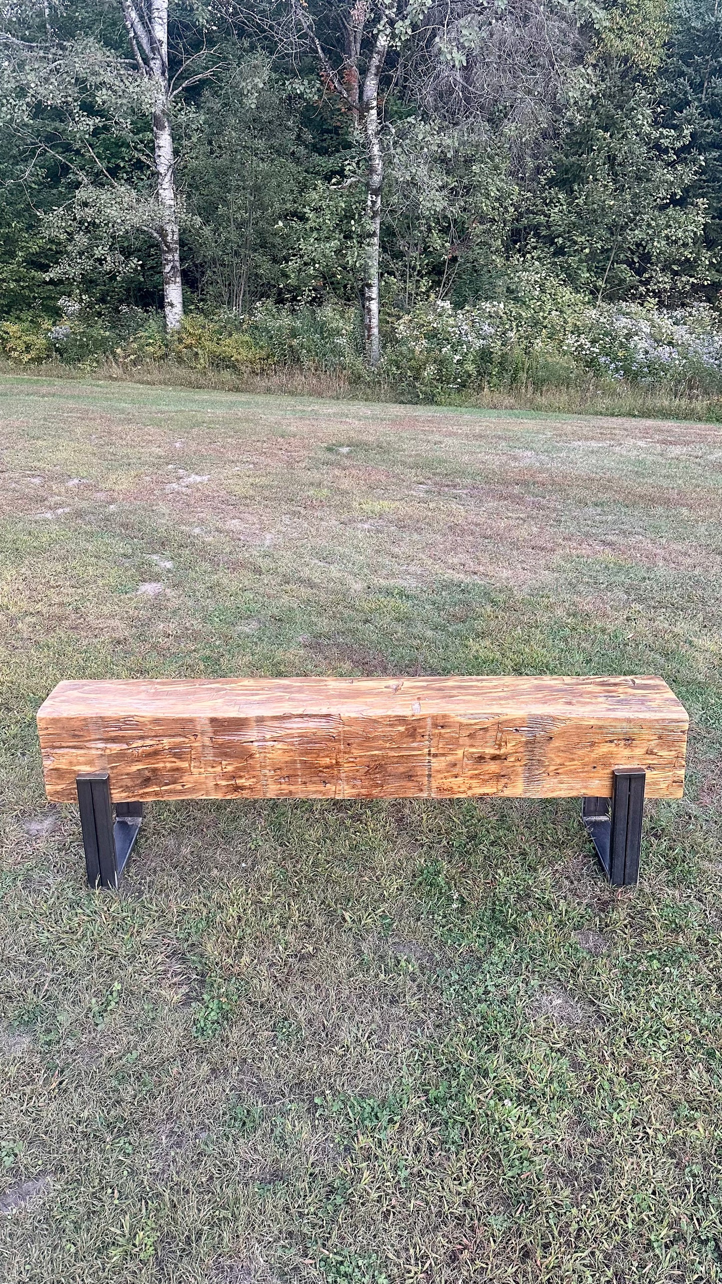 5’ L Rustic Reclaimed Barn Wood Beam Bench / Narrow Table