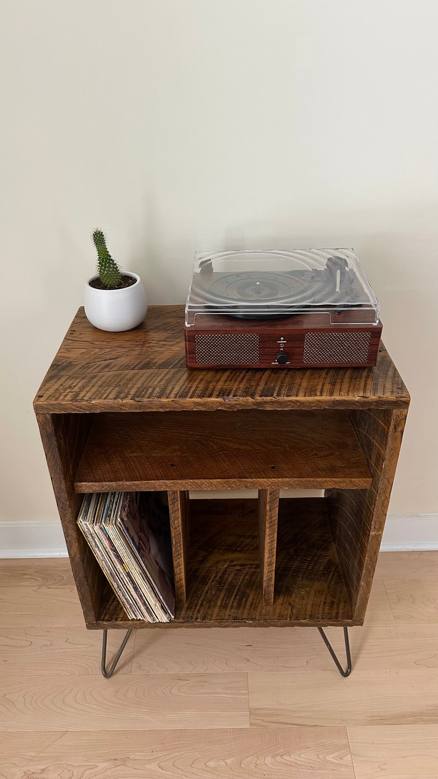 Rustic Reclaimed Wood Record / Vinyl / Media Table