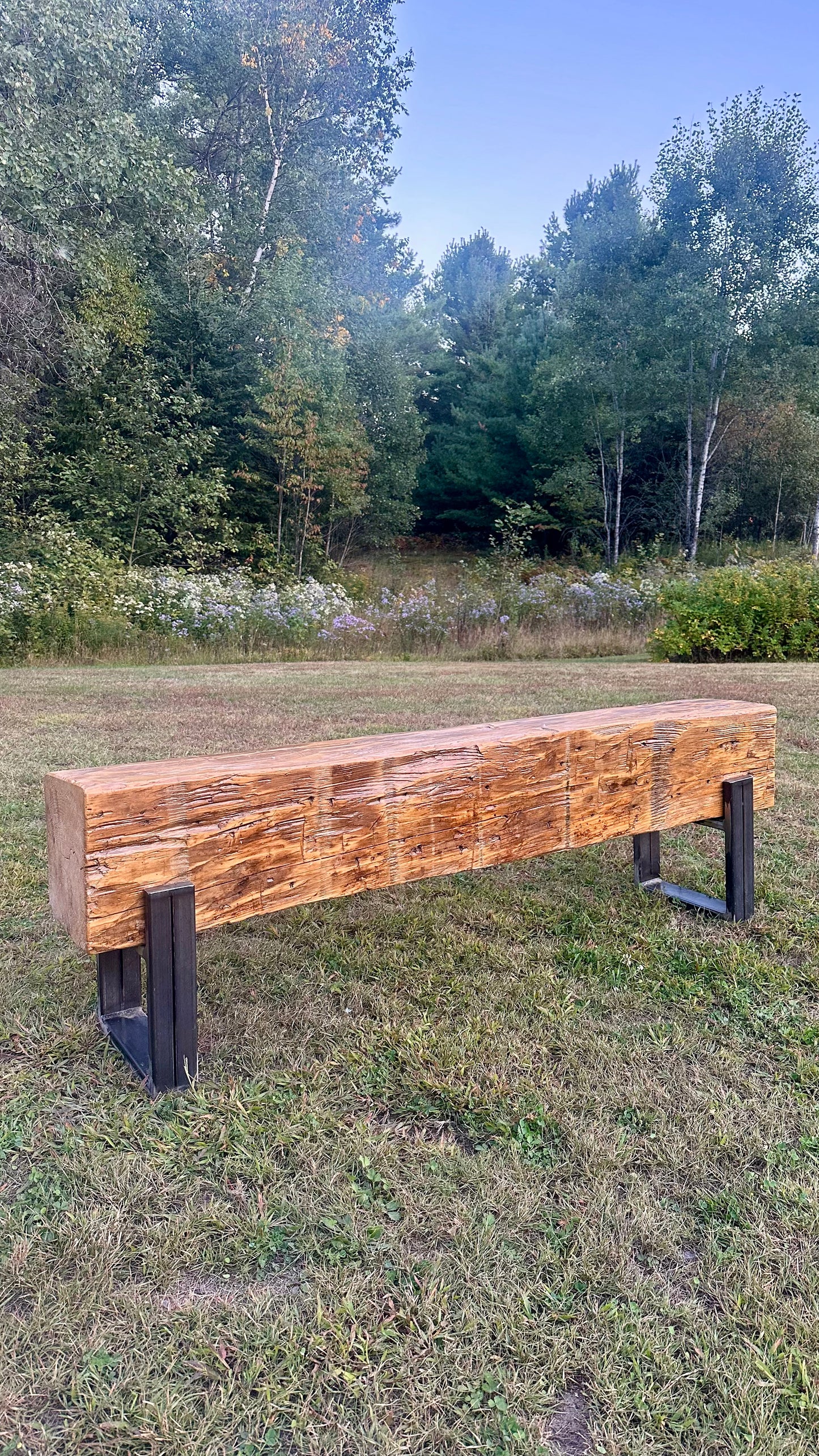 5’ L Rustic Reclaimed Barn Wood Beam Bench / Narrow Table