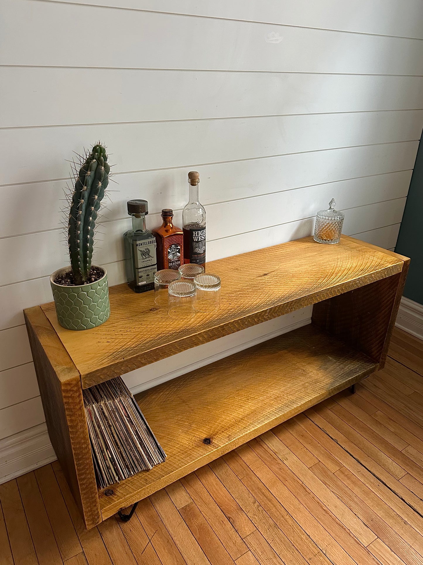 4' L Rustic Wood Media Stand / Table