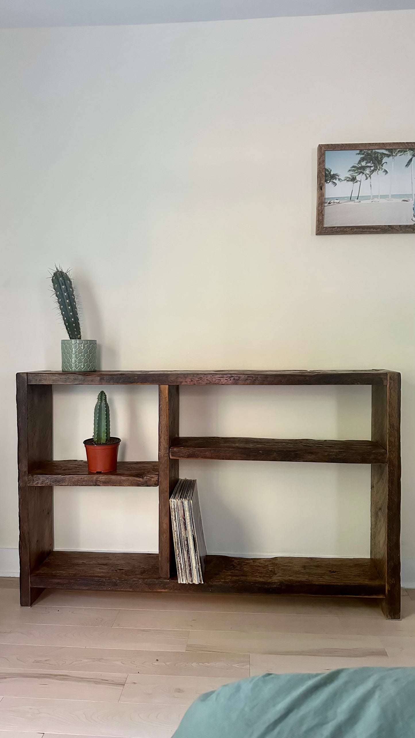 5’ L Rustic Reclaimed Wood Minimalist Shelf / Console Table