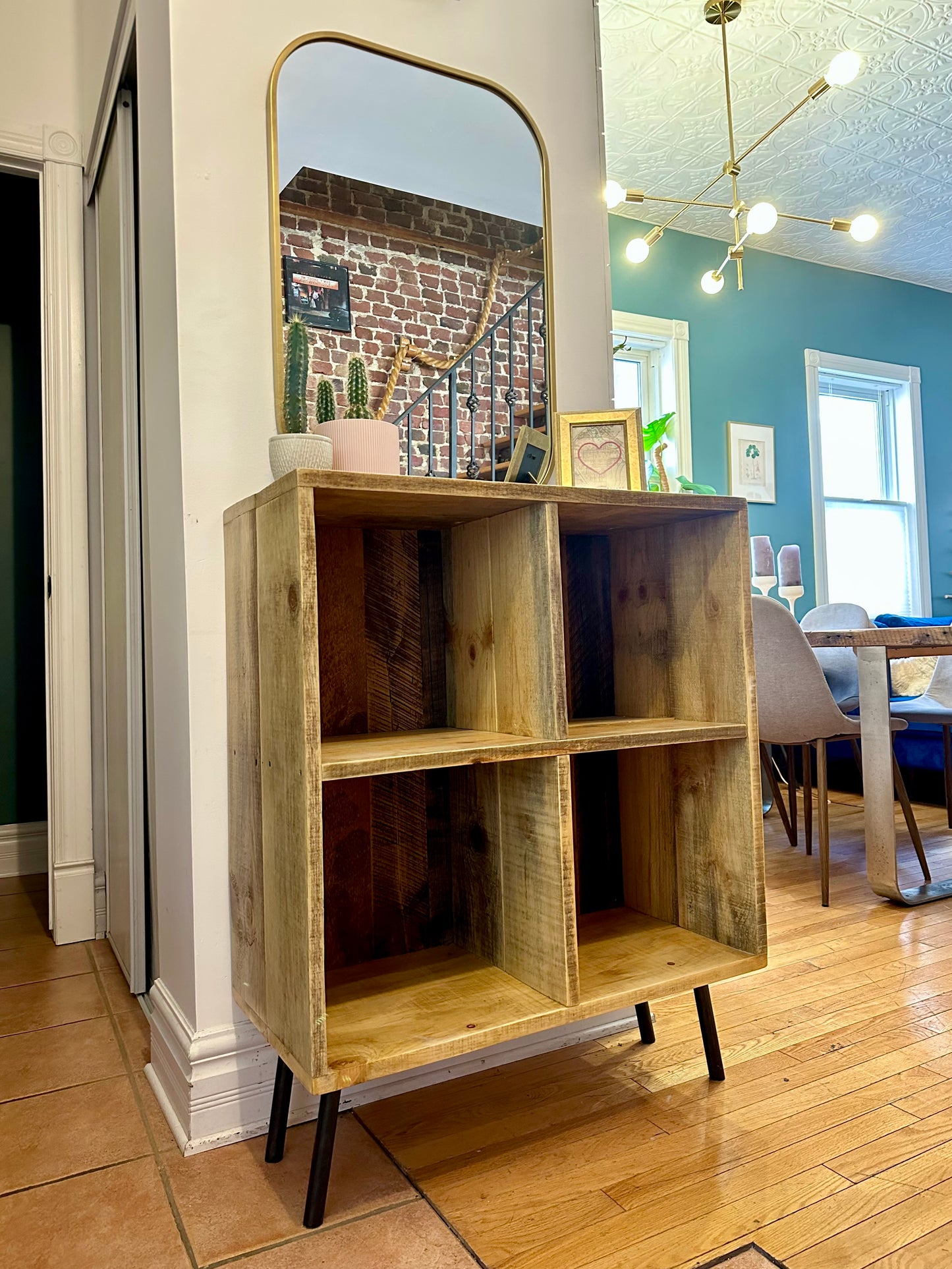 30” L Rustic Wood Cube Table