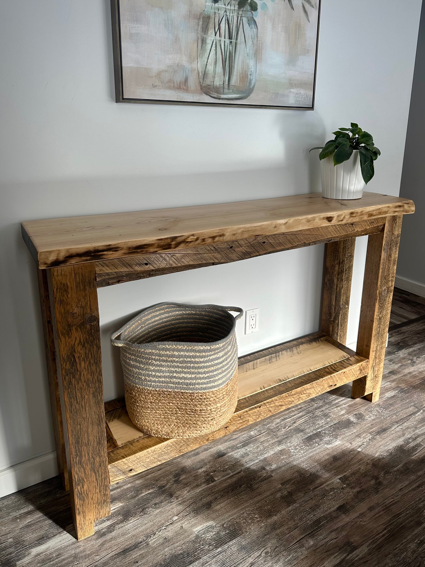 4 1/2’ L Rustic Reclaimed + Live Edge Wood Table