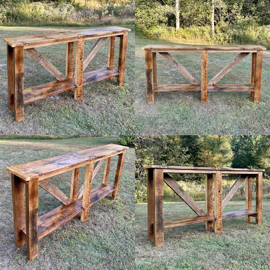 6’ L Rustic Reclaimed Wood Farmhouse Style Console Table