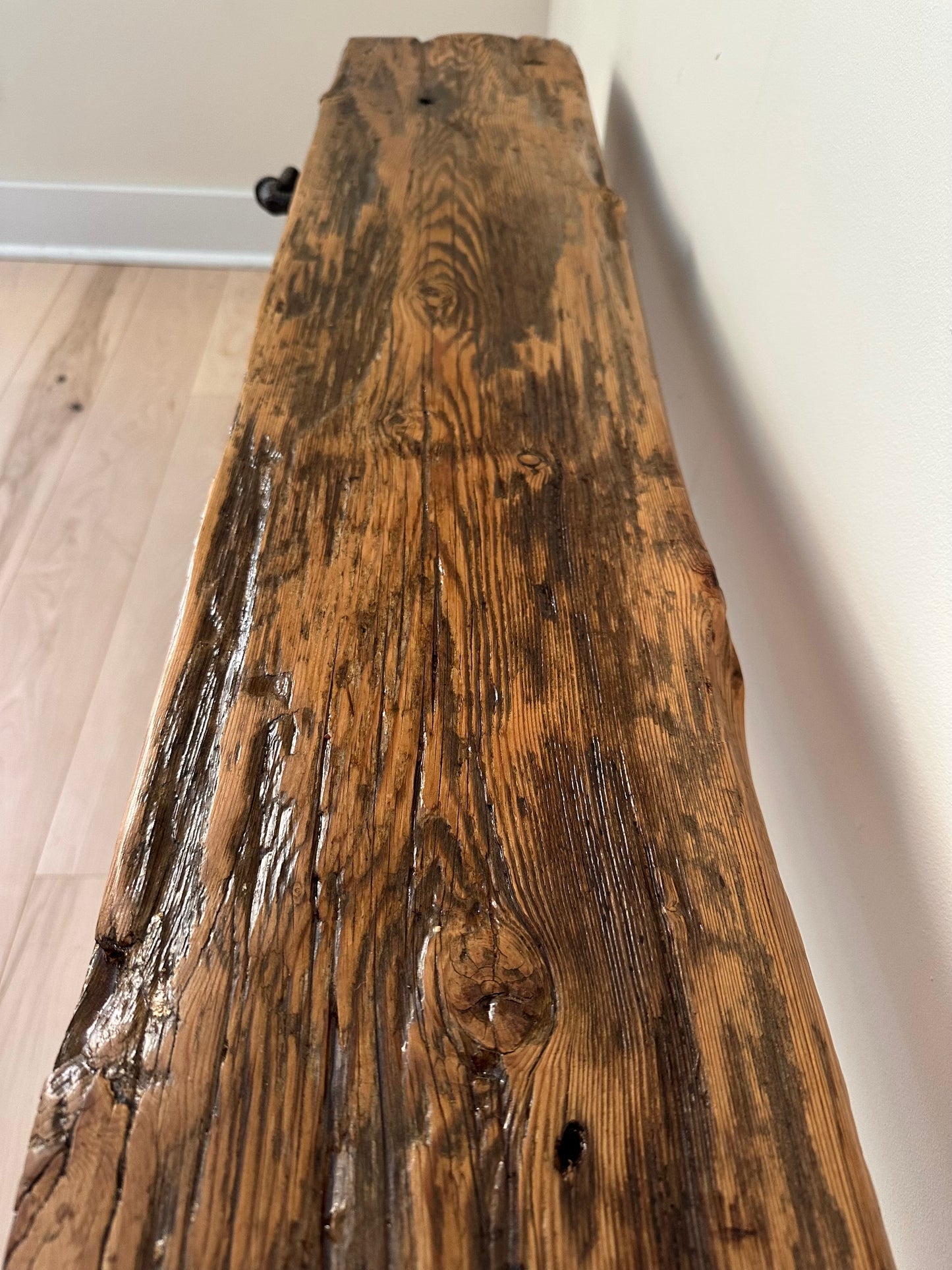 4 1/2’ Rustic Reclaimed Wood + Steel Bench