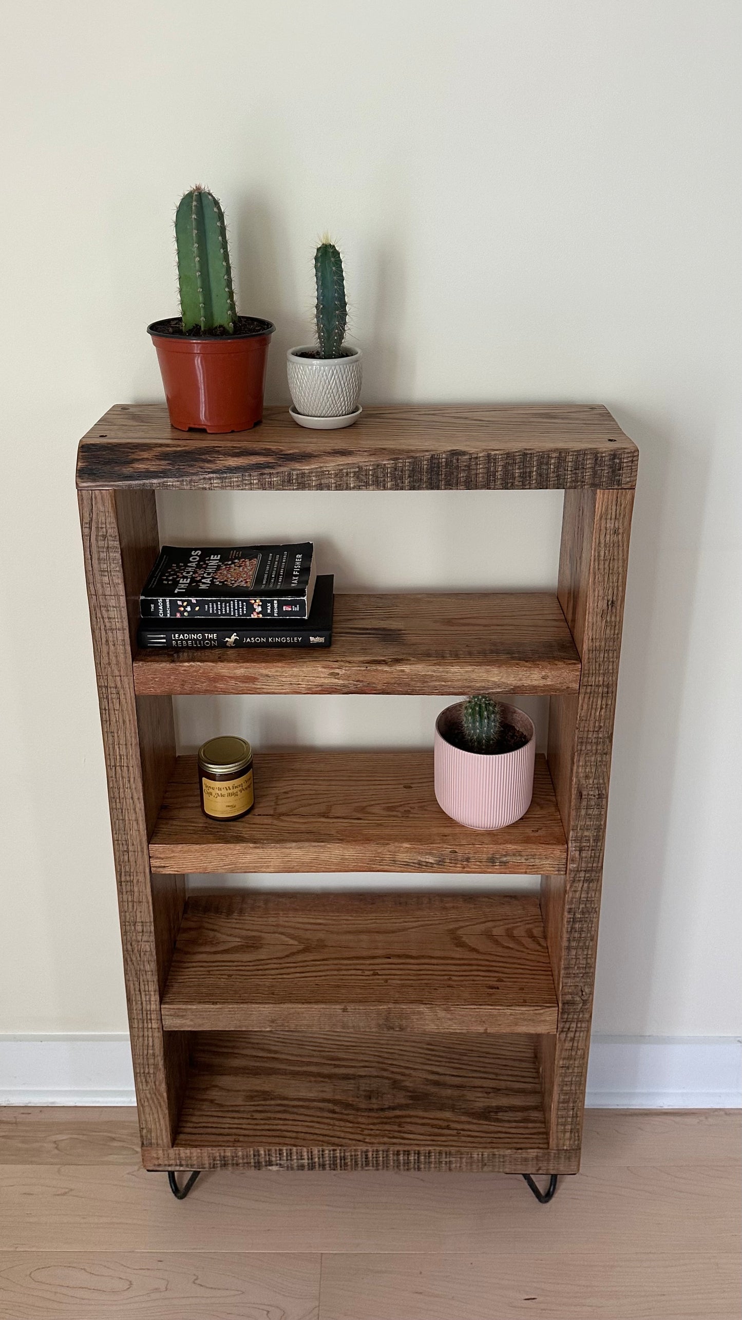 4’ H Rustic Reclaimed Oak Bookcase