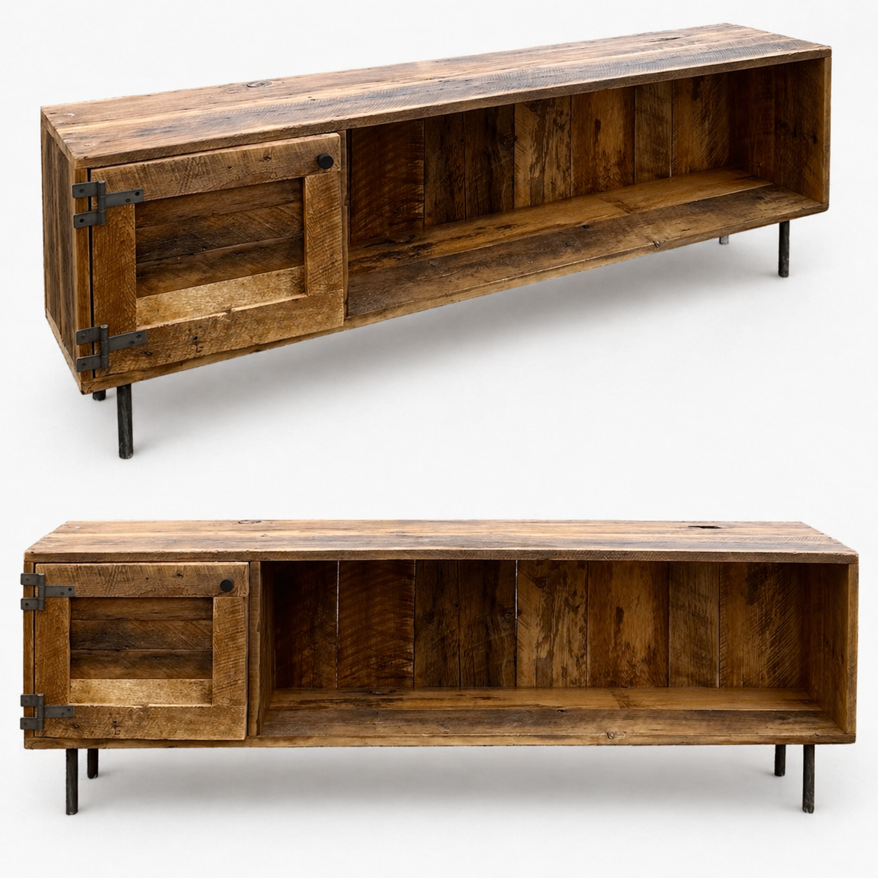 6' L Rustic MCM Style Media Stand