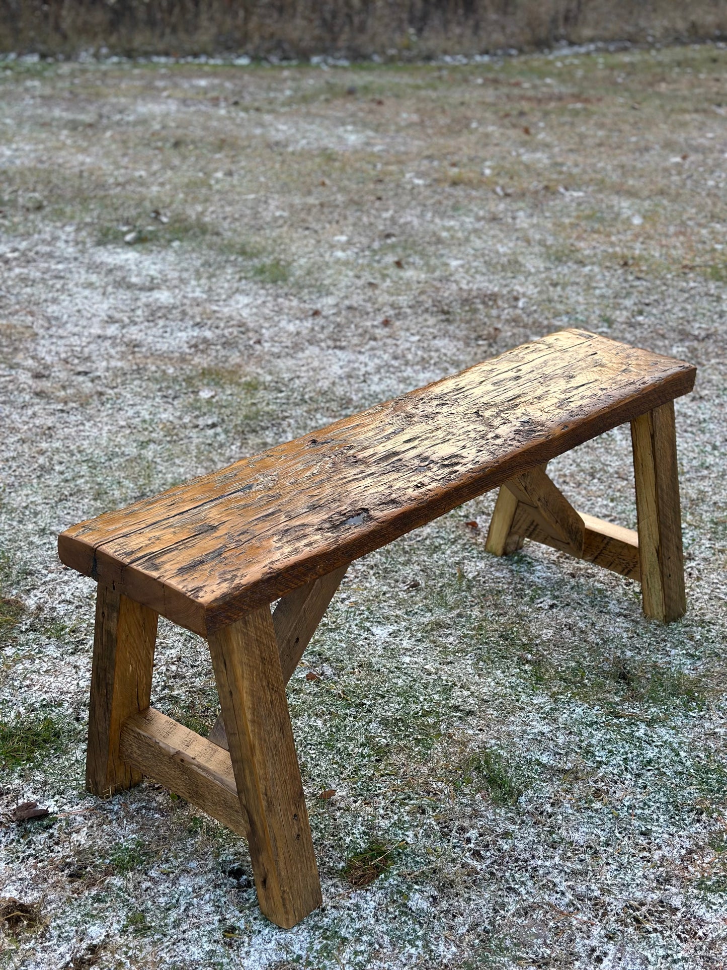 3.5’ Rustic Reclaimed Wood Minimalist Bench
