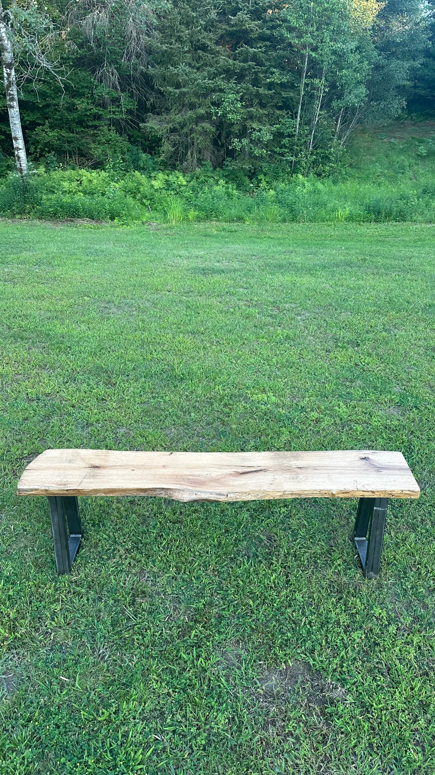 4.5' L Rustic Live Edge Maple Bench on Steel Legs