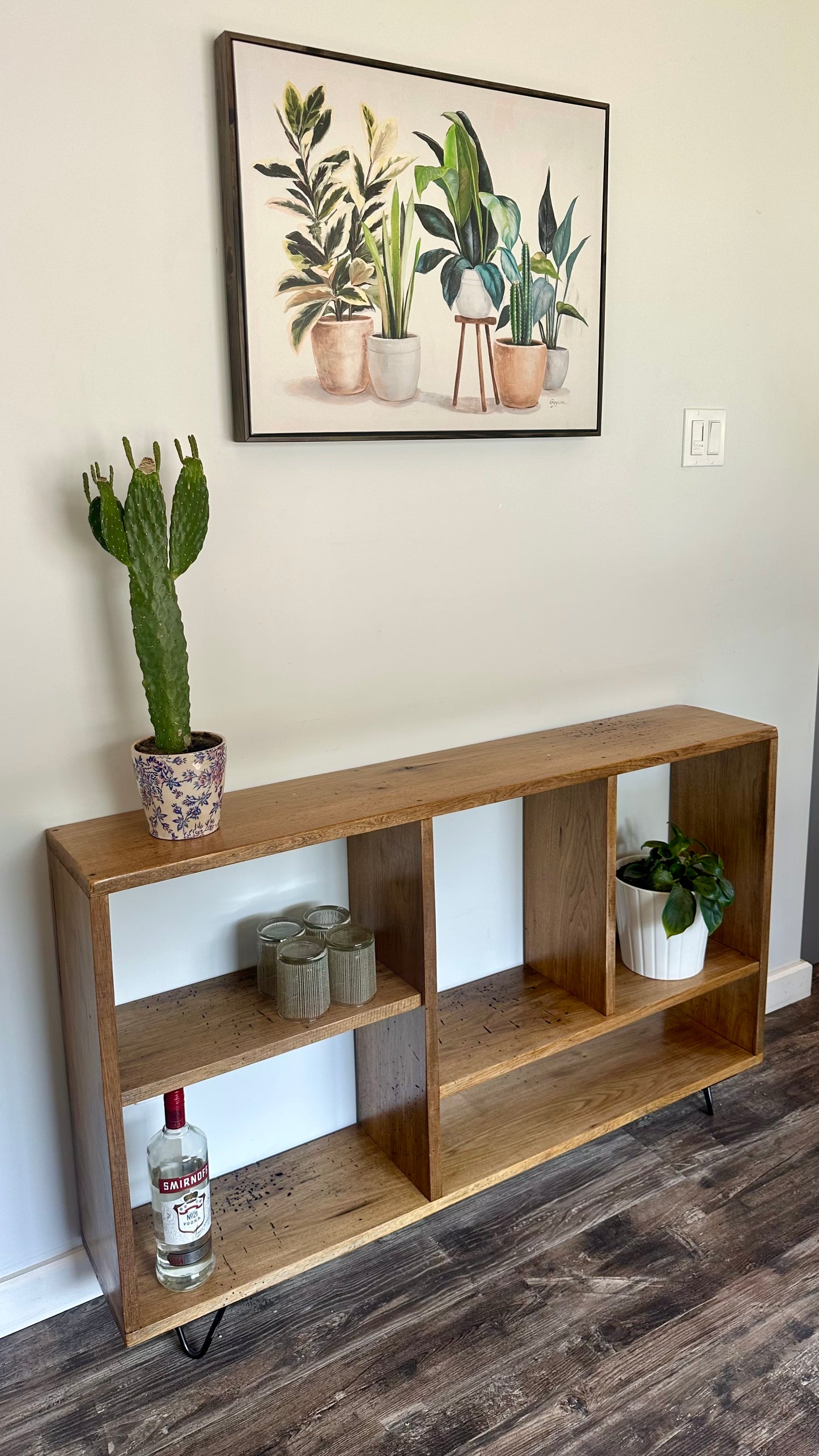 4 1/2’ L Rustic Butternut Wood Narrow Console Table