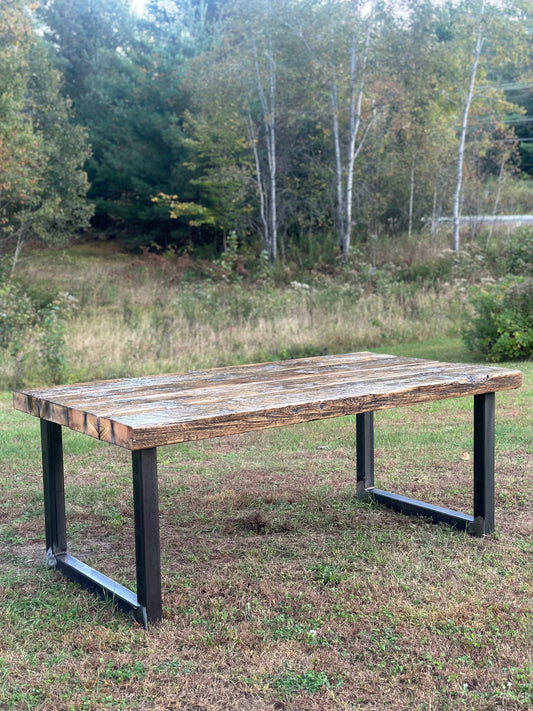 3 x 6’ Rustic Wood + Steel Dining Table
