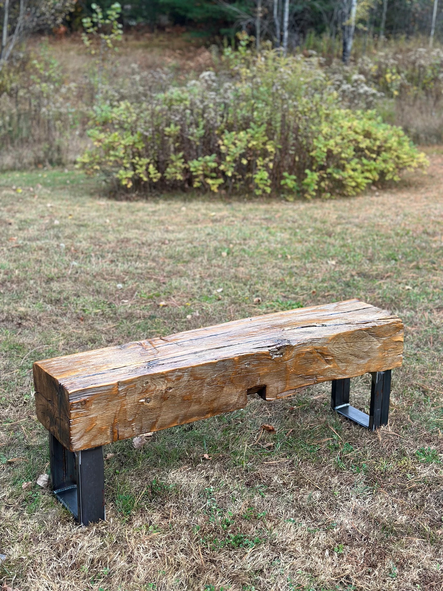 4’ L Rustic Reclaimed Barn Beam Bench