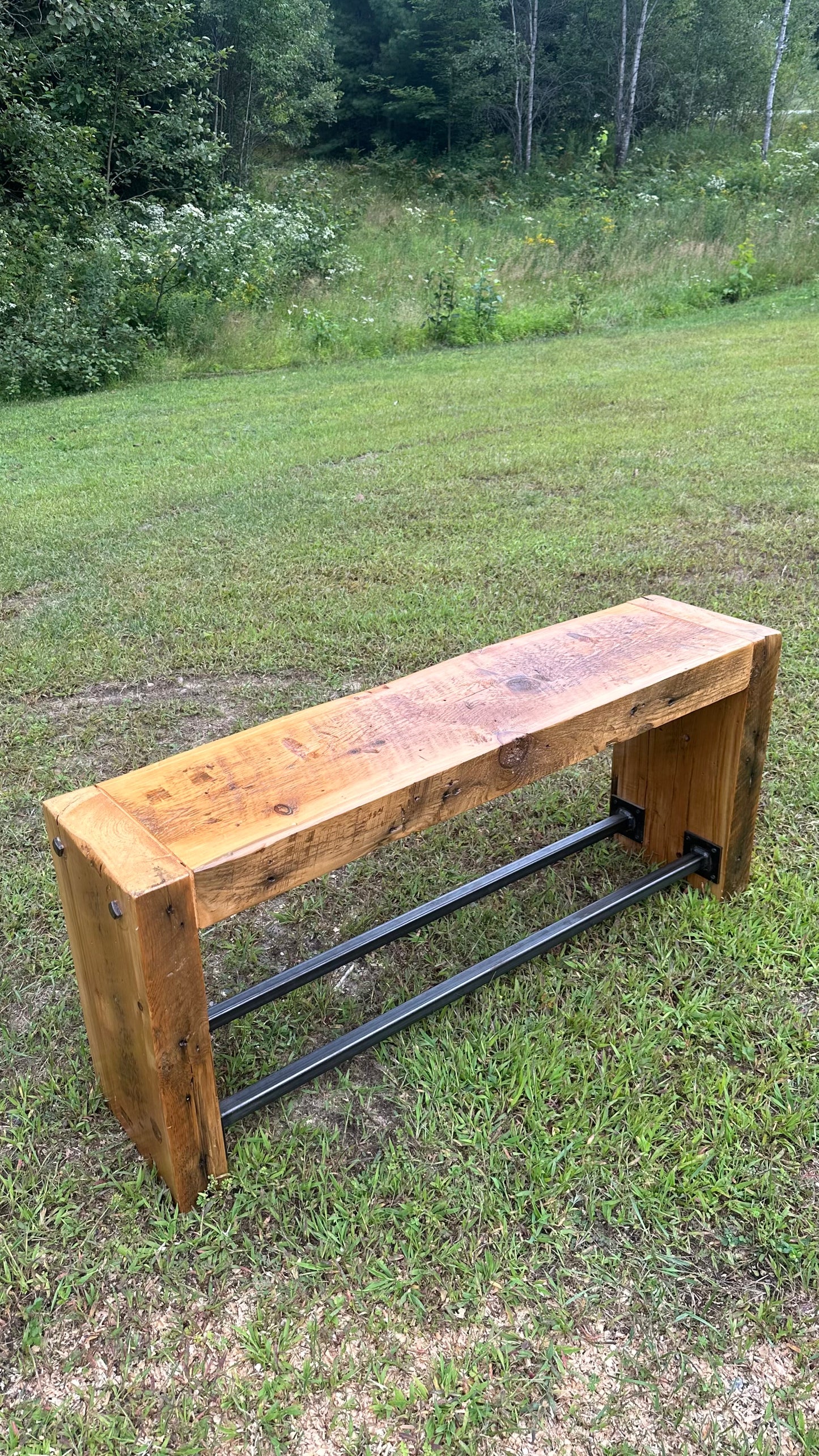 4’ Rustic Wood + Steel Bench