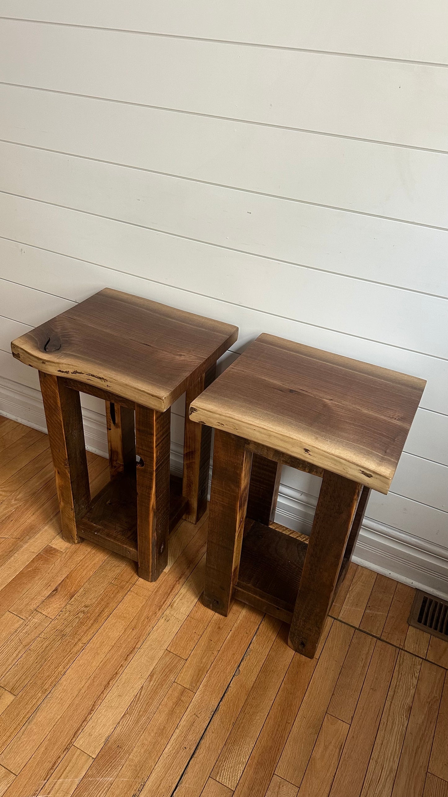 Set of 2 Live Edge Rustic Wood Tables / Night Stands