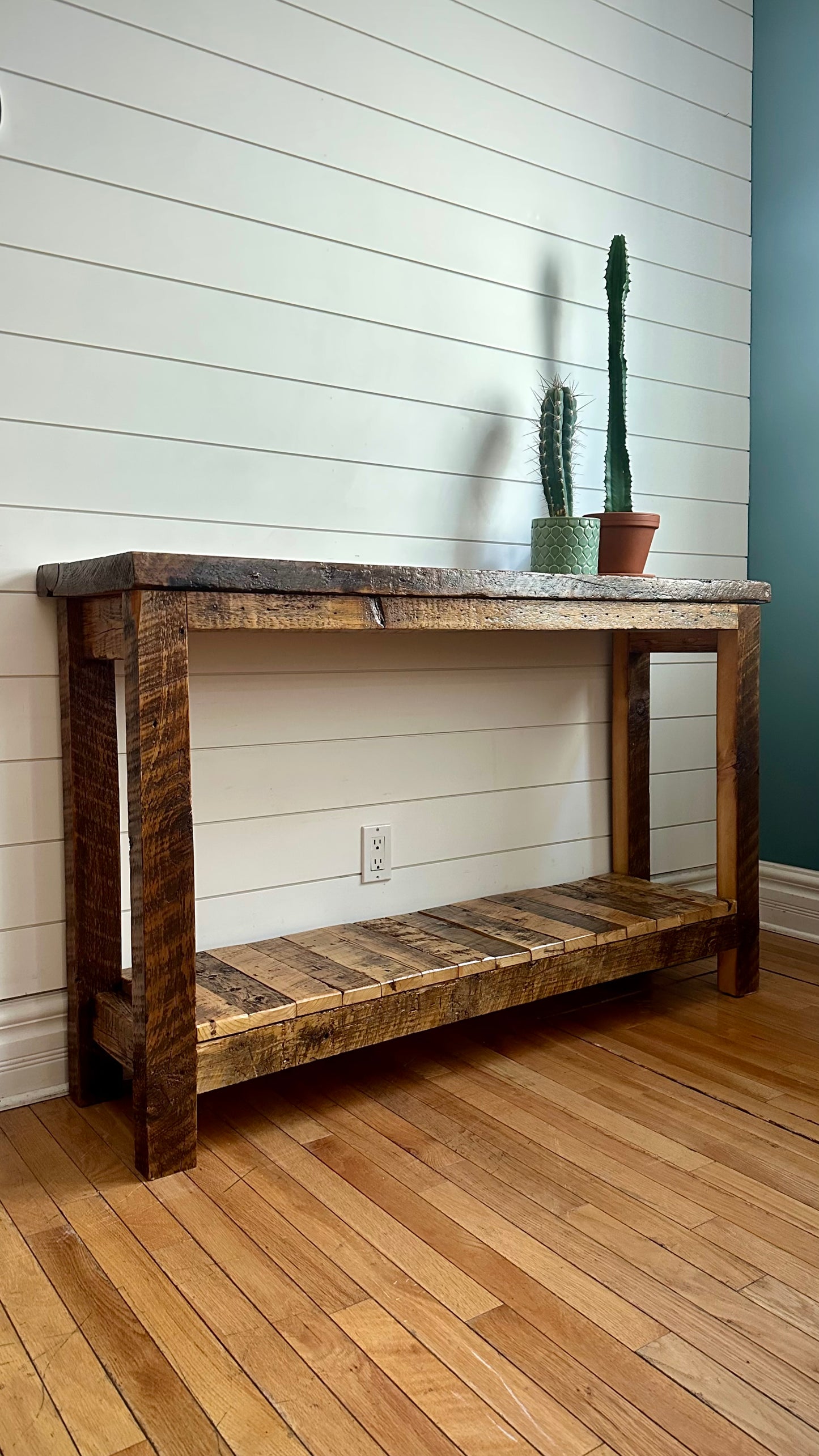 4 1/2’ L Rustic Reclaimed Wood Console Table