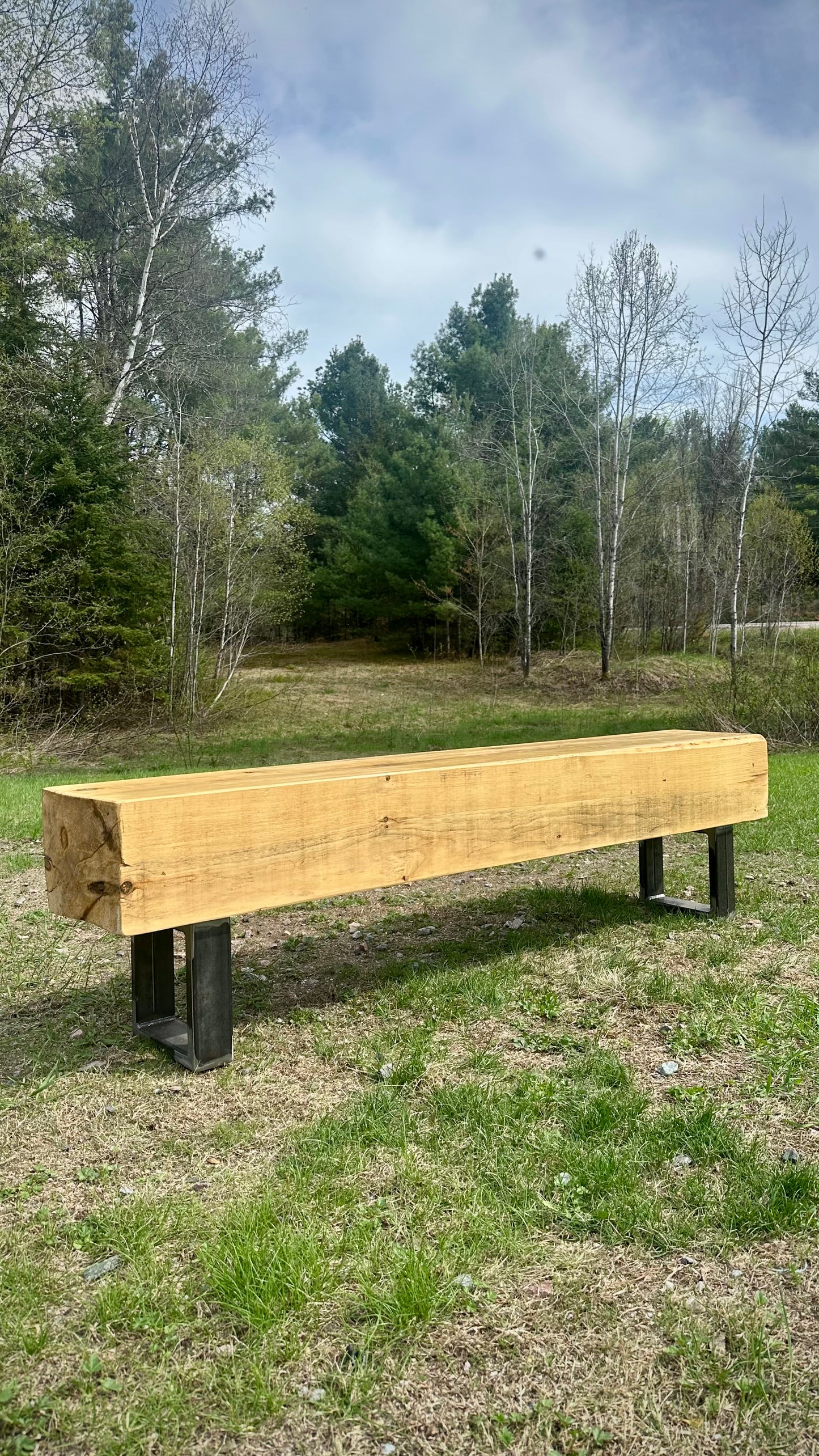6’ L Rustic Pine Wood Beam Bench / Low Table