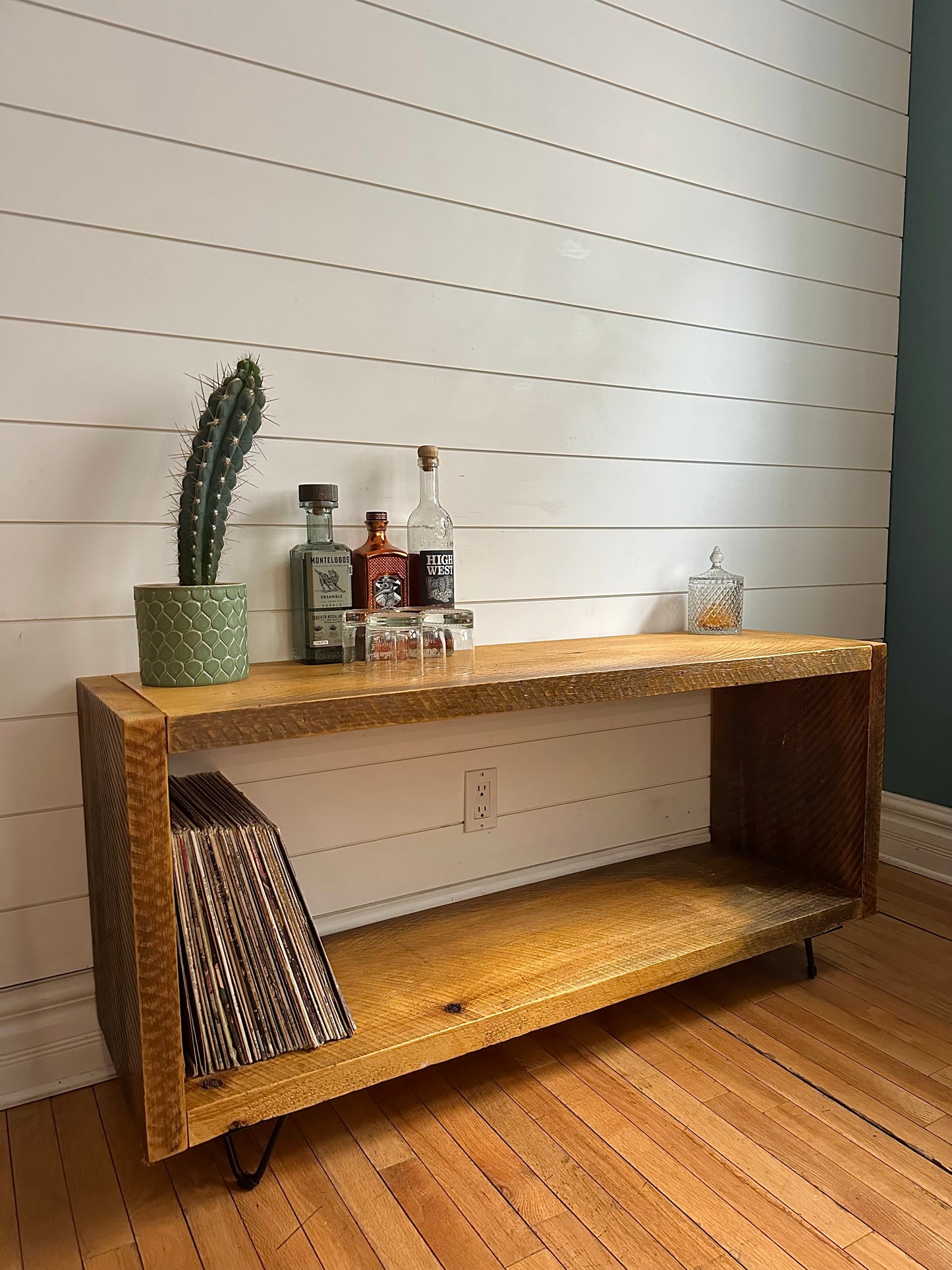 4' L Rustic Wood Media Stand / Table