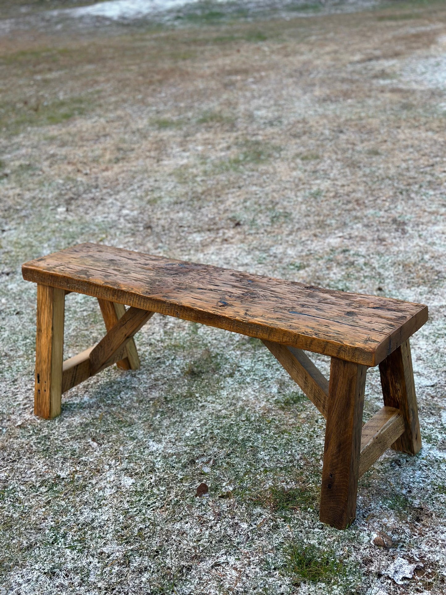 3.5’ Rustic Reclaimed Wood Minimalist Bench