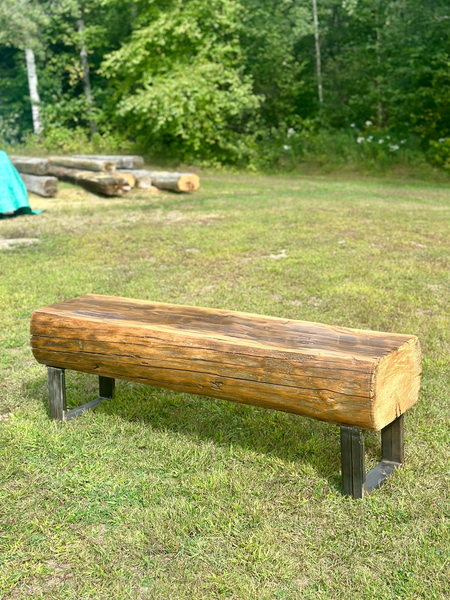 5’ L Rustic Barn Wood Beam Bench