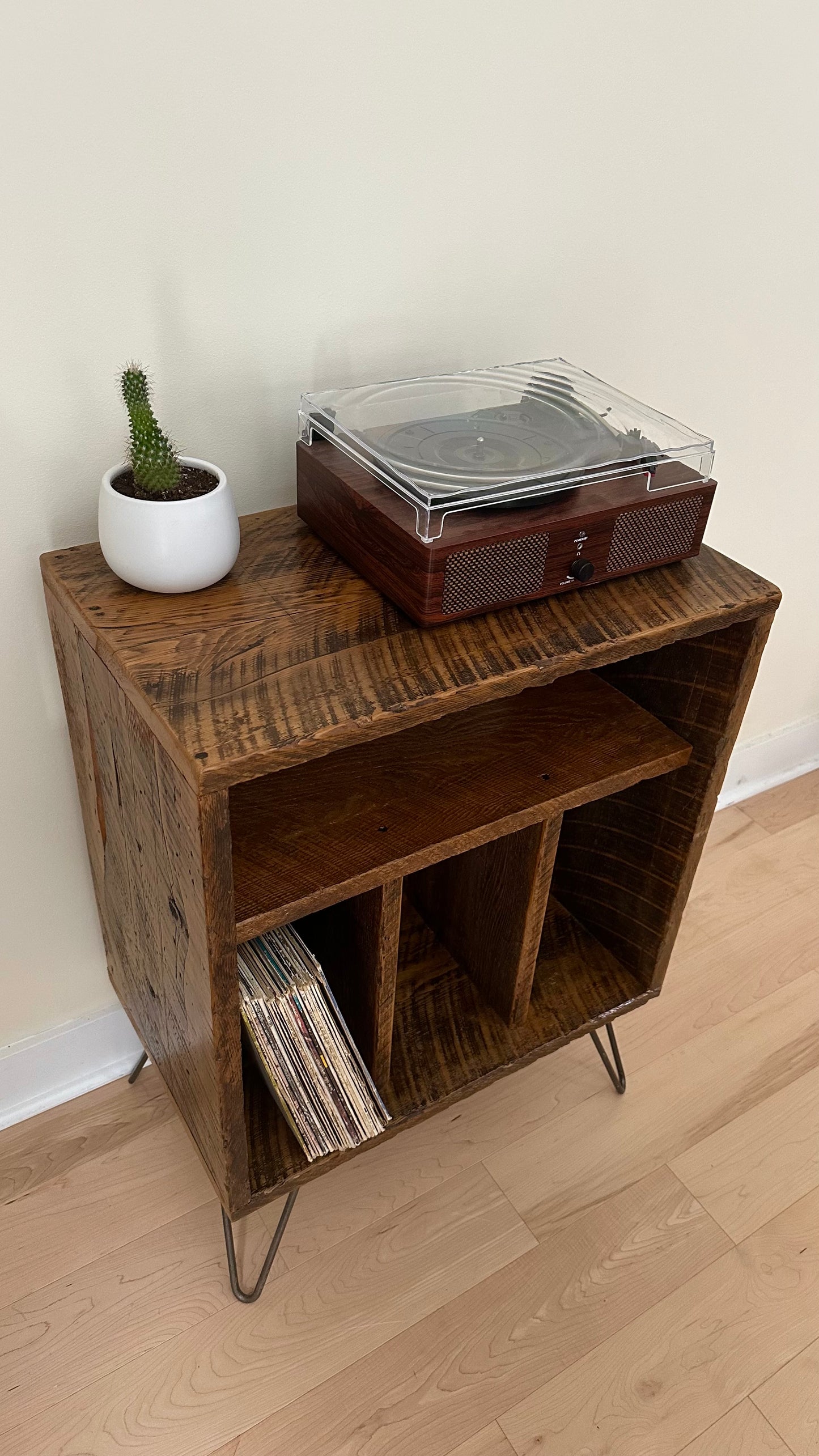 Rustic Reclaimed Wood Record / Vinyl / Media Table