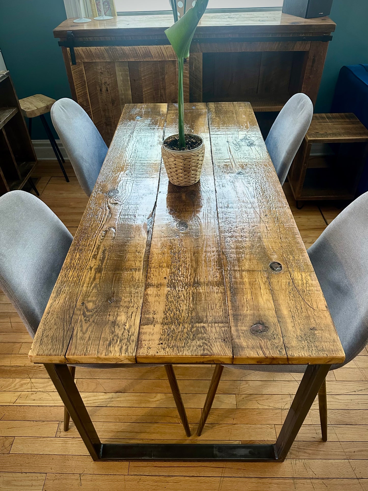 5’ L Rustic Wood + Steel Dining Table (or Desk)