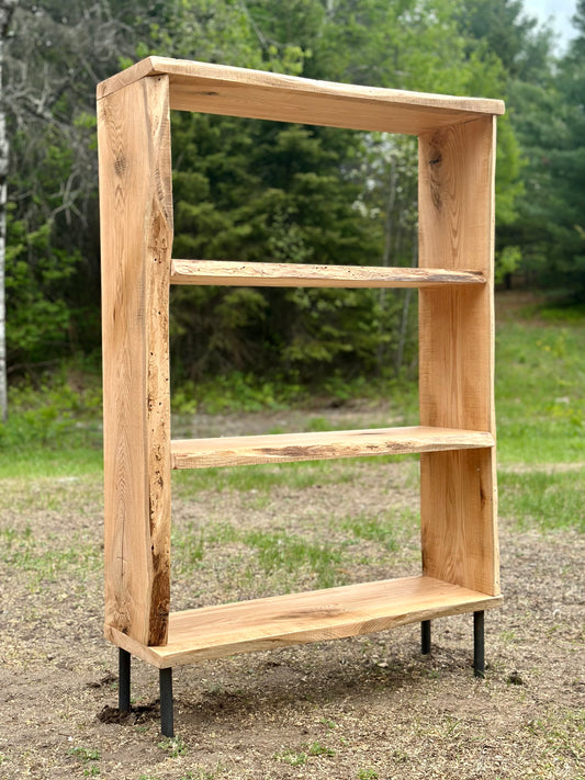 4 1/2' H Rustic Live Edge Oak Bookcase