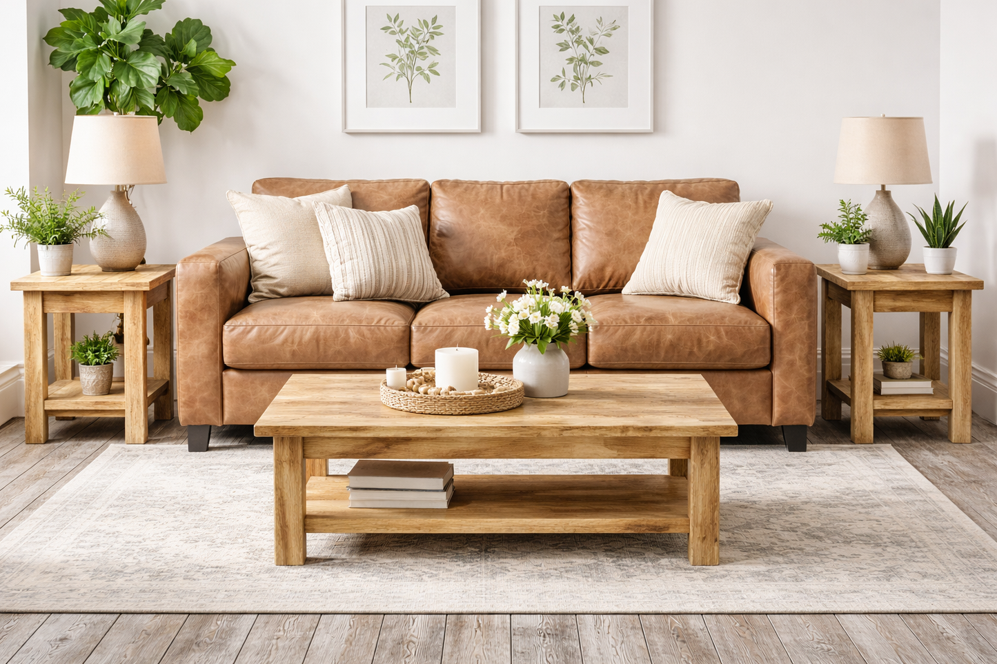 2 X Rustic Wood Side Tables / Night Stands