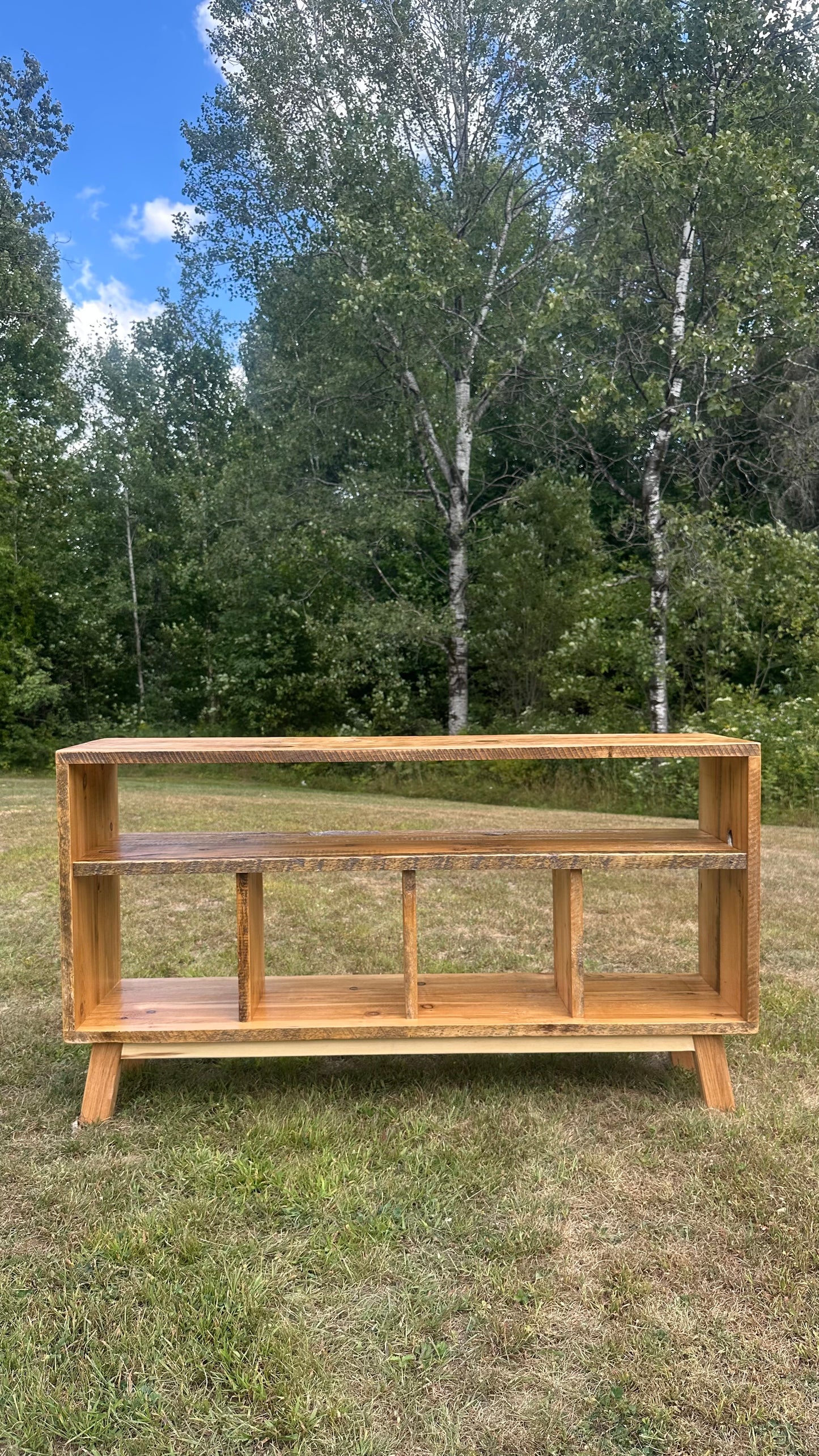 5’ L Rustic Reclaimed Wood Media Stand