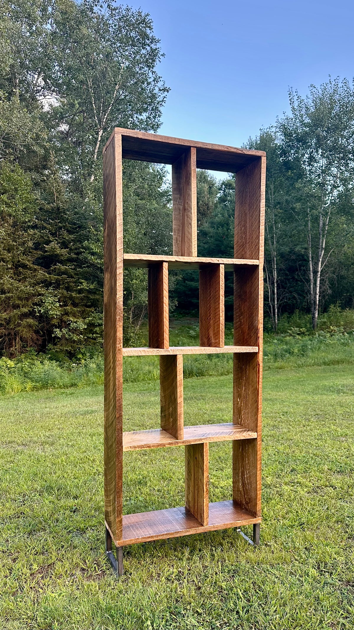 6' H Rustic Wood Bookcase on Steel Legs