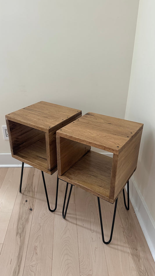 2 x Rustic Wood Side Tables / Night Stands