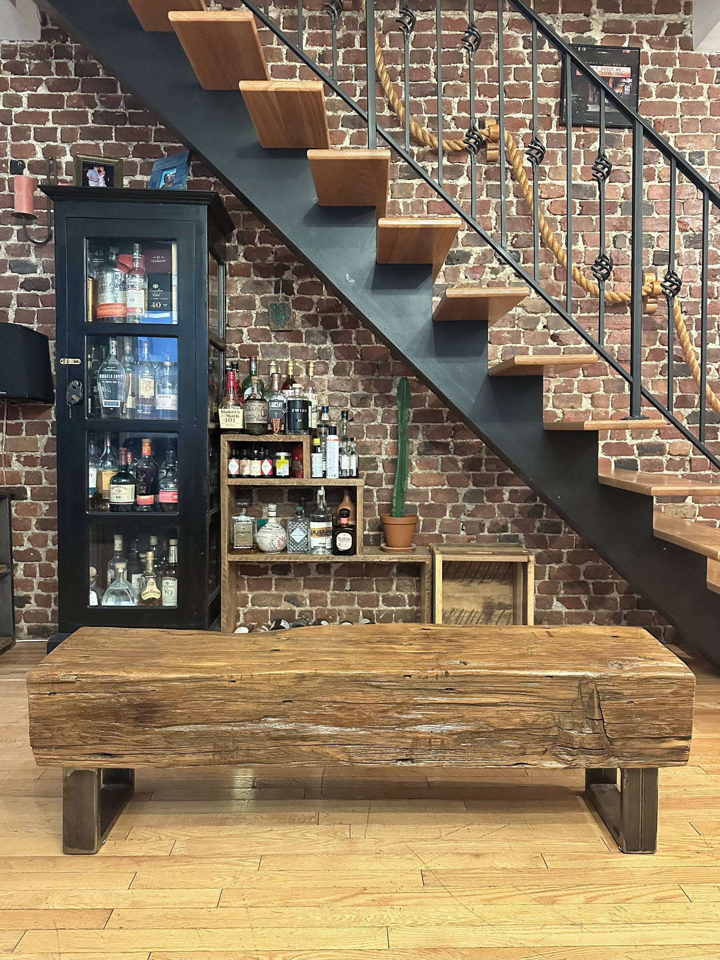 4.5' L Rustic Reclaimed Wood Beam Bench
