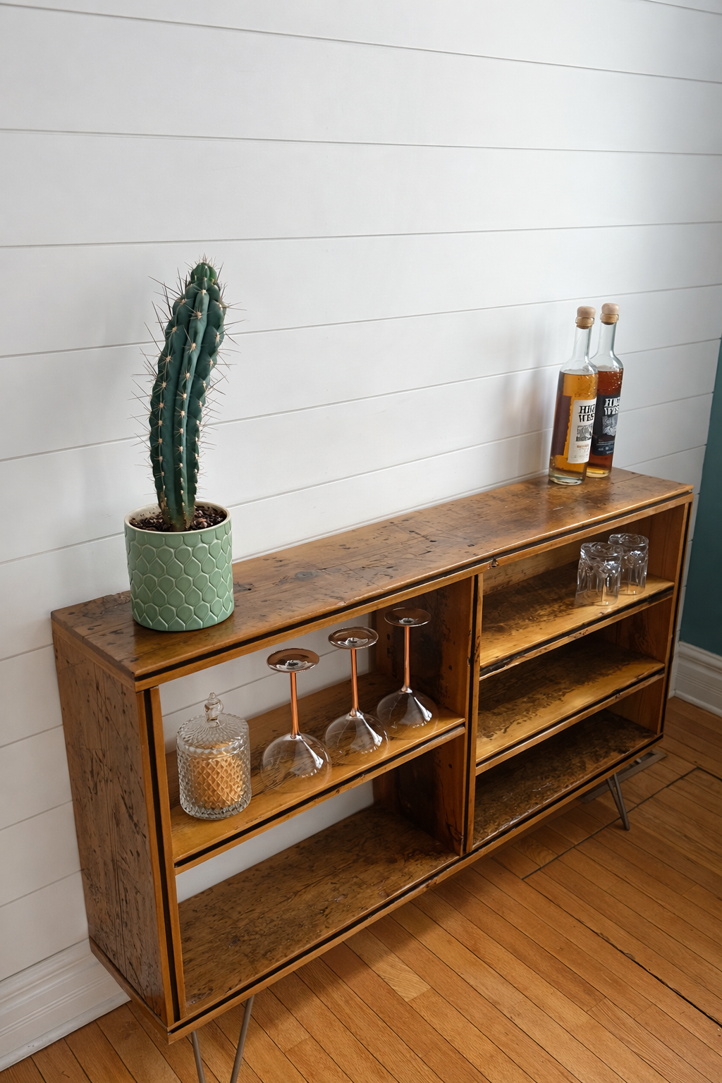 4’ L Rustic Wood Table on Hairpin Legs