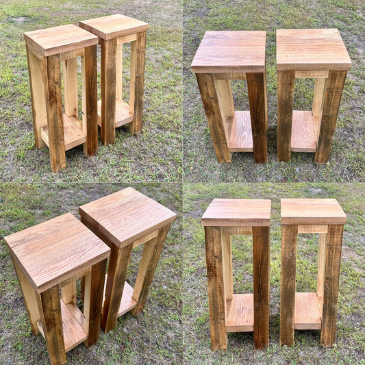2 x Rustic Reclaimed Oak and Pine Night Stands / Side Tables